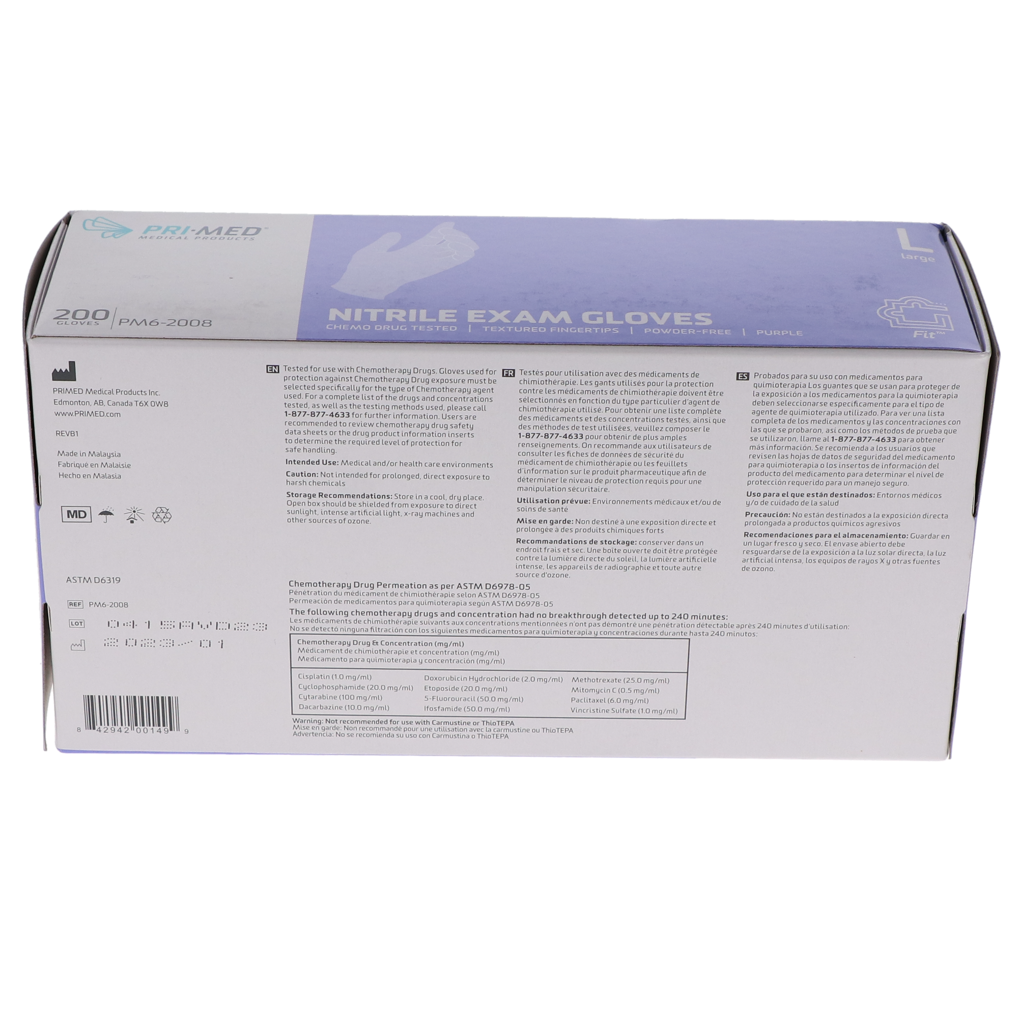 Primed Fit, Nitrile Examination Gloves, Large, 200/Box, PM6-2008 thumbnail 3