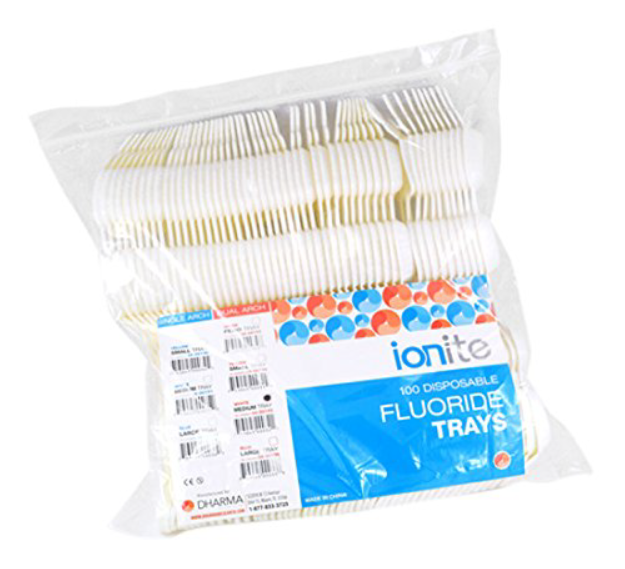Dharma Research - Ionite Dual Arch Tray - Medium - White x 100, 56-00195 product image