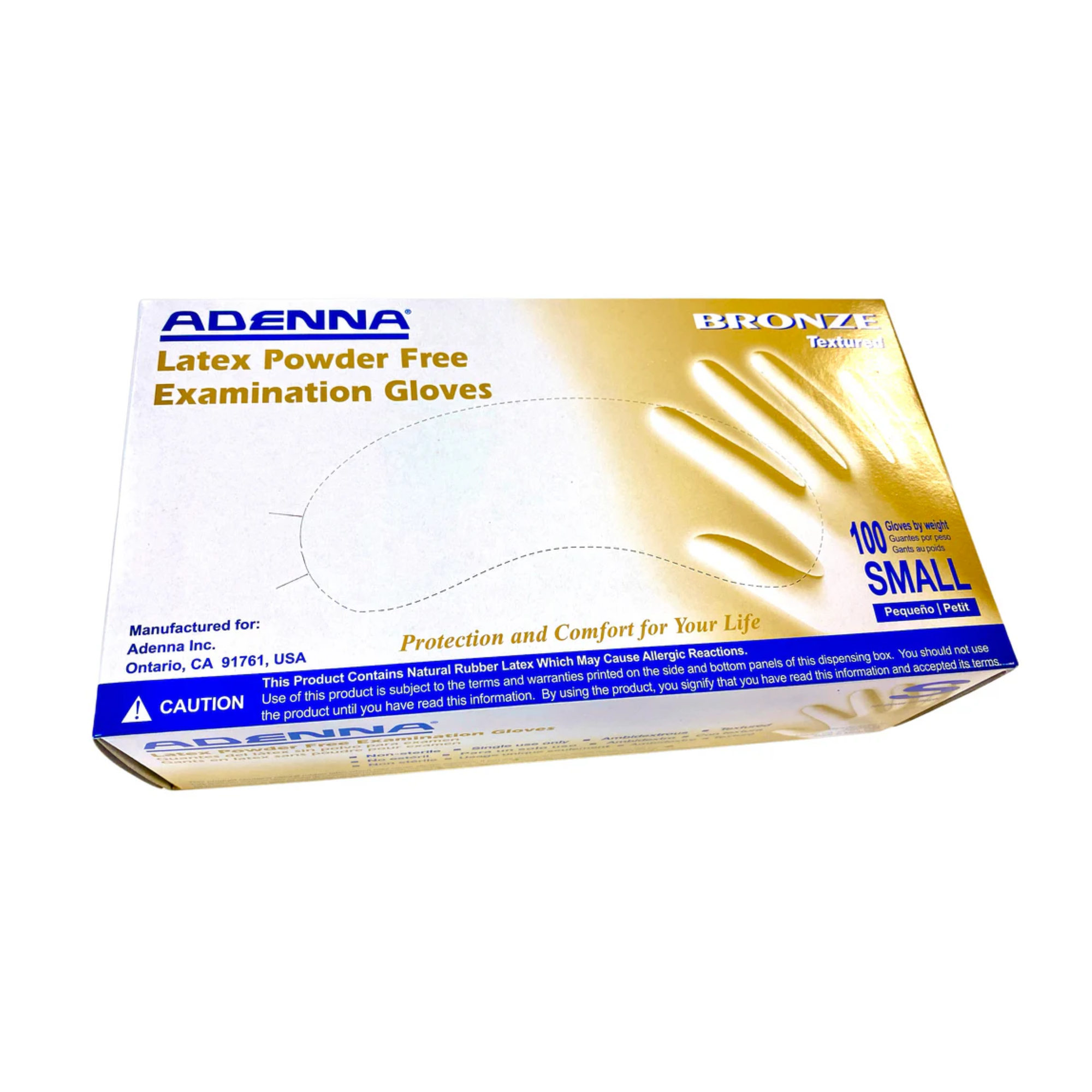 Adenna Bronze X-Small Latex Exam Gloves PF, Textured, 100/box, BRZ640 product image