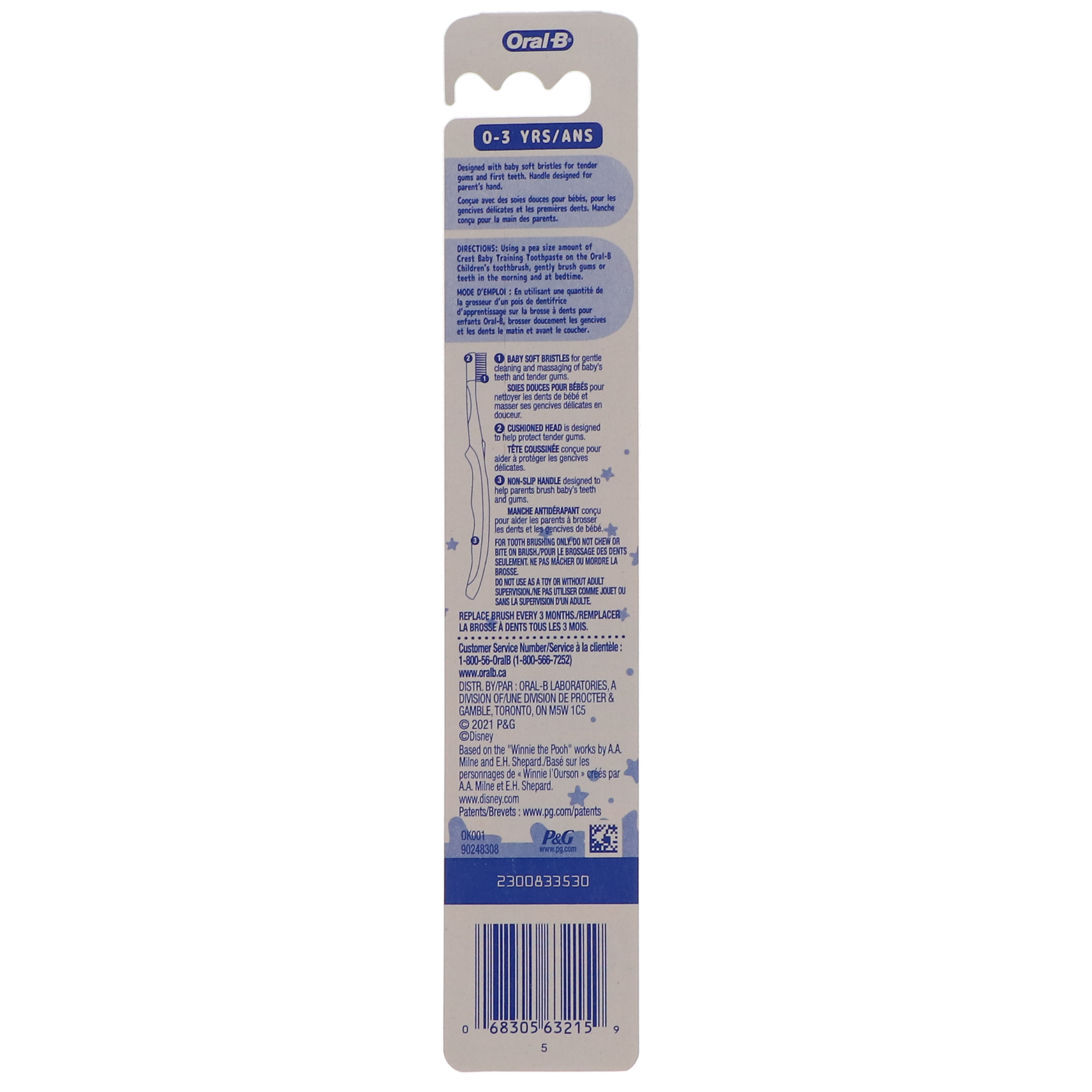 Oral-B, Pro-Health, Disney, Winnie The Poo, Kids Toothbrushes, 4-24 Months, Soft Bristle, 6/Pack, 6830563215 thumbnail 3