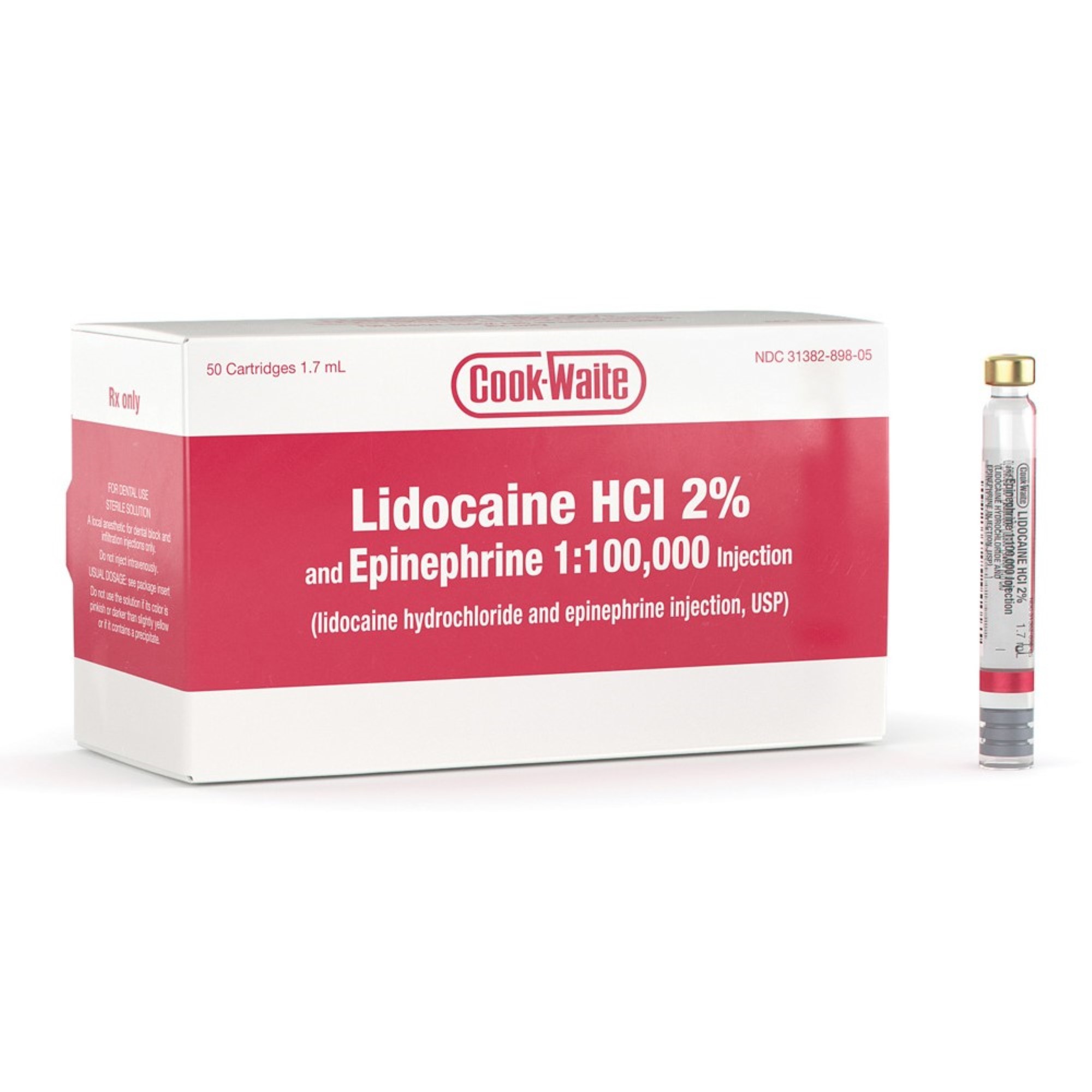 Cook-Waite Lidocaine HCL 2%  w/ Epinephrine 1:100M 50/Bx product image