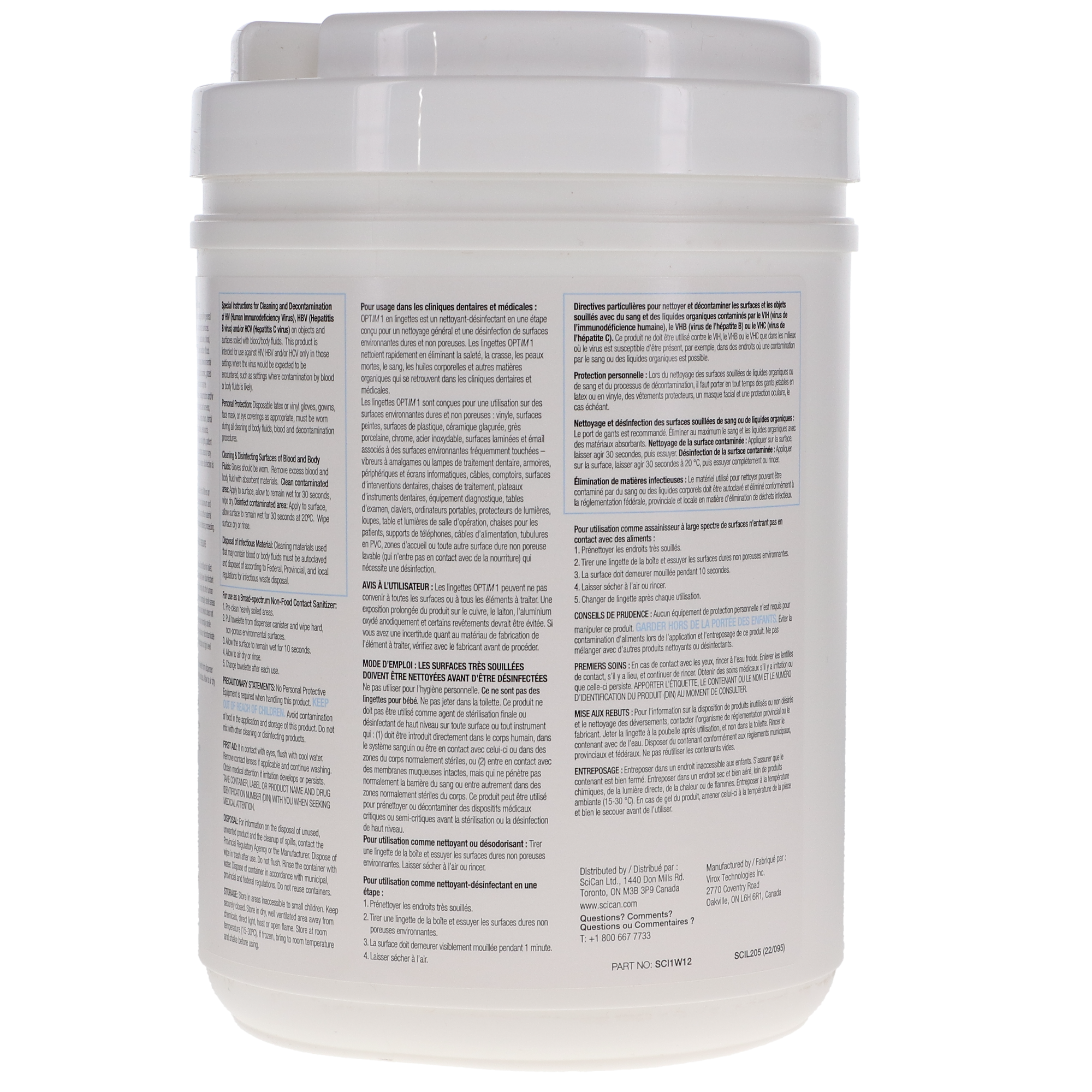 Optim 1 Pre-Saturated Wipes, RTU, 6" x 7", 160 Sheets/Pk, SCI1W12 thumbnail 3