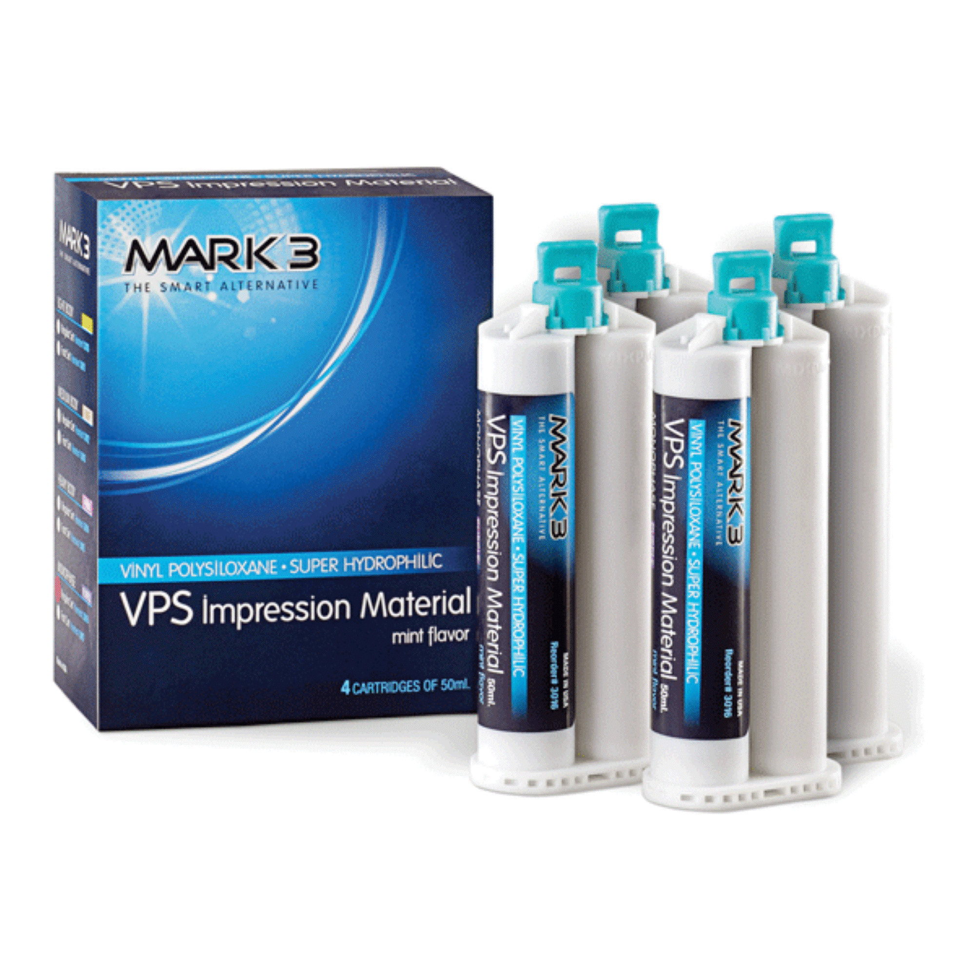 Vps Impression Material, Medium Body, Regular Set, 4 x 50 ML Cartridges, Mint, 3012 product image