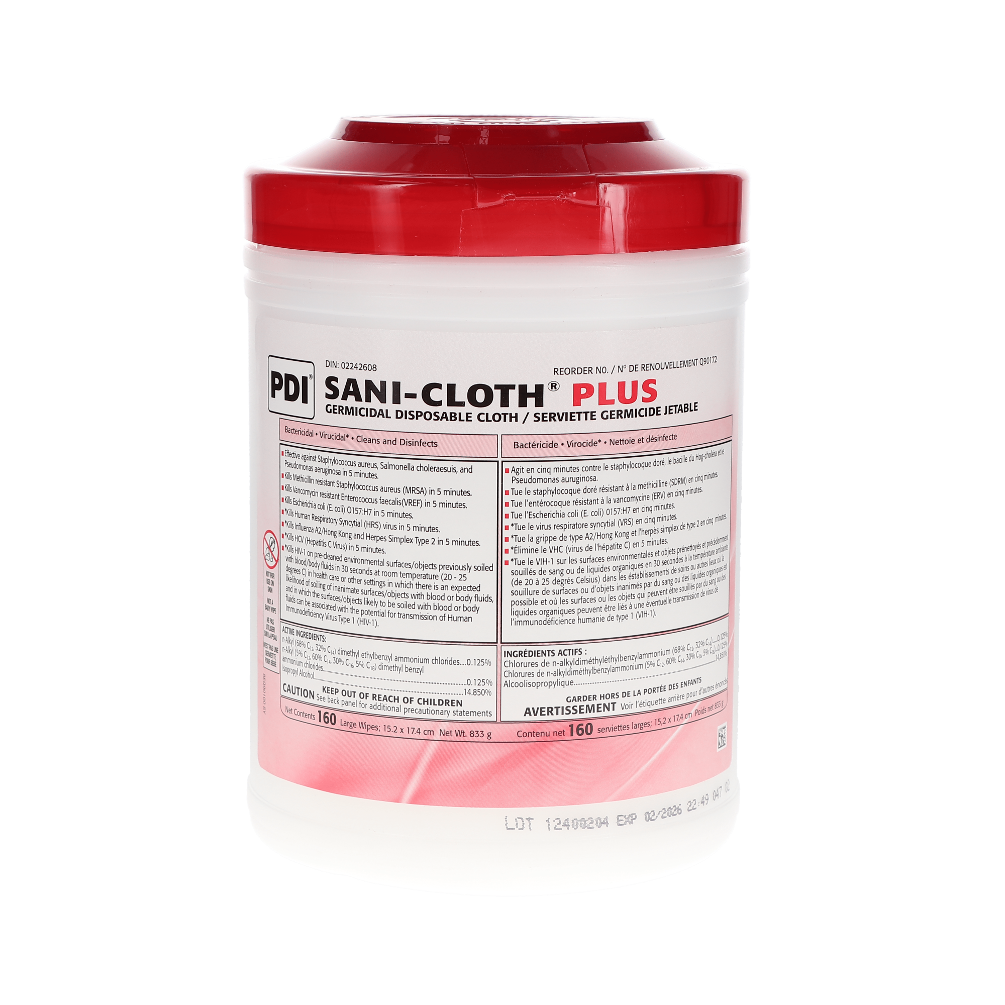 Sani-Cloth Plus Germicidal Disposable Wipes, 6" x 6.75", Large, 160 Wipes/Pk, Q90172 thumbnail 6