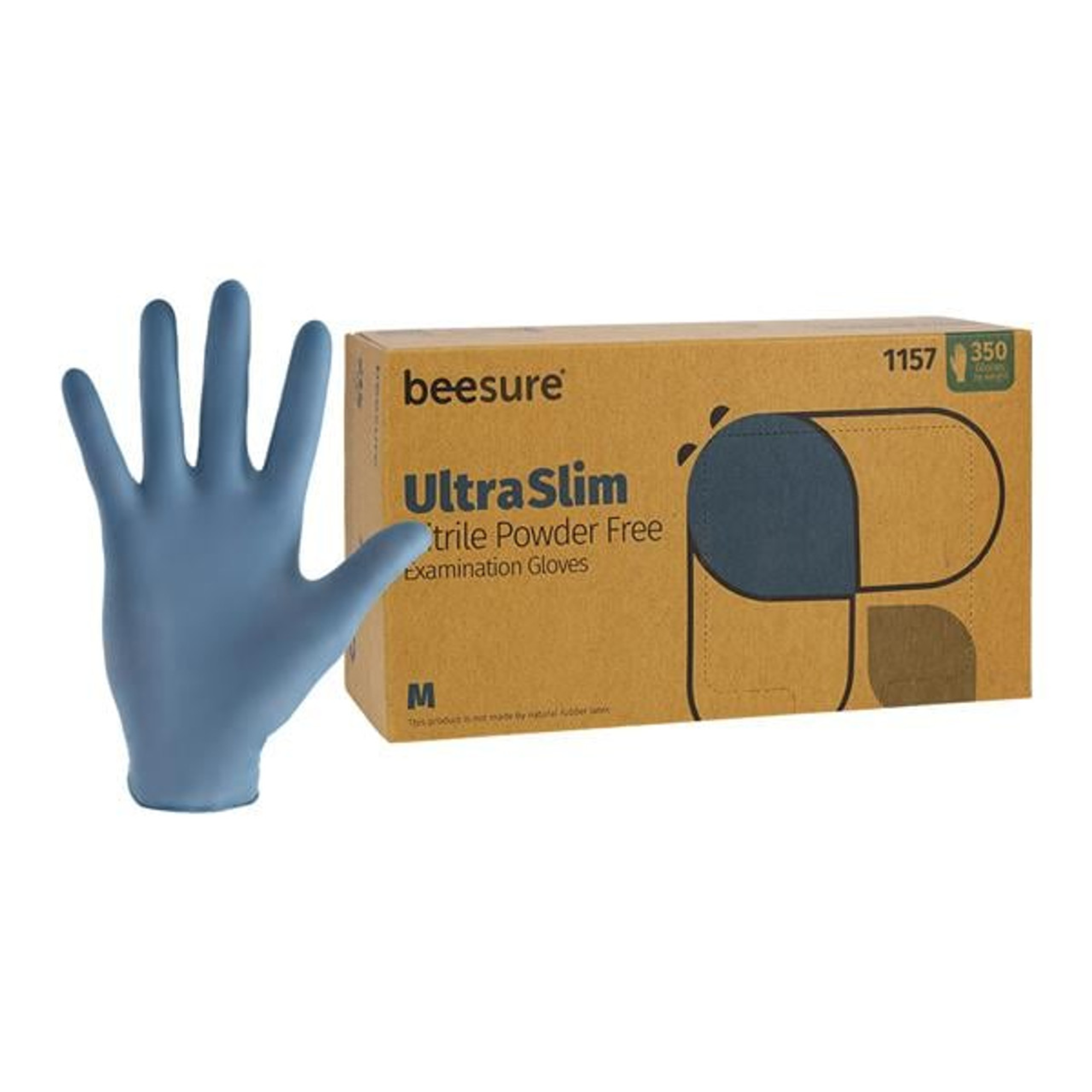 BeeSure UltraSlim Nitrile Gloves 350/Box Medium, BE1157 product image