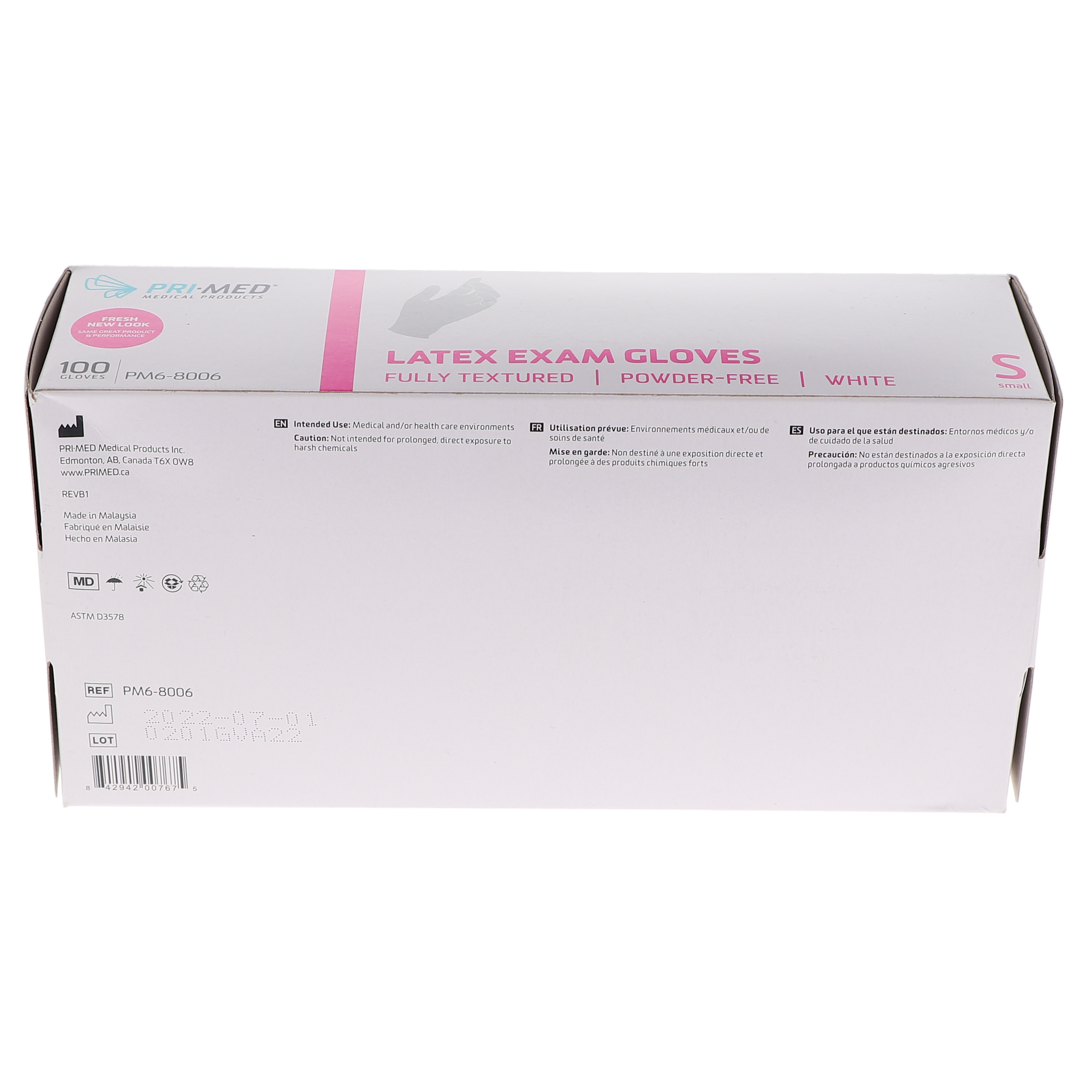 PRIMED LATEX EXAM GLOVES FLEX™  Small 100/box, PM6-8006 product image
