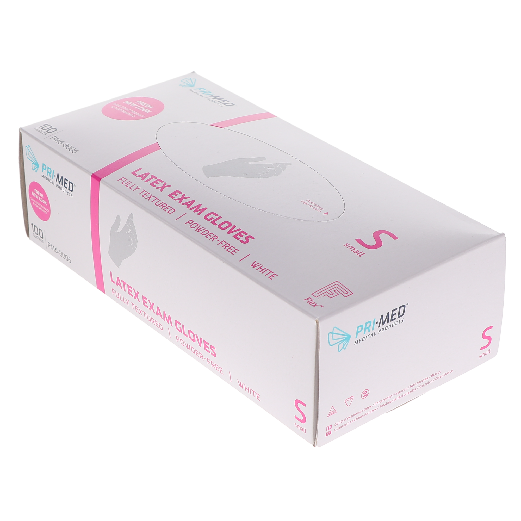 PRIMED LATEX EXAM GLOVES FLEX™  Small 100/box, PM6-8006 thumbnail 2