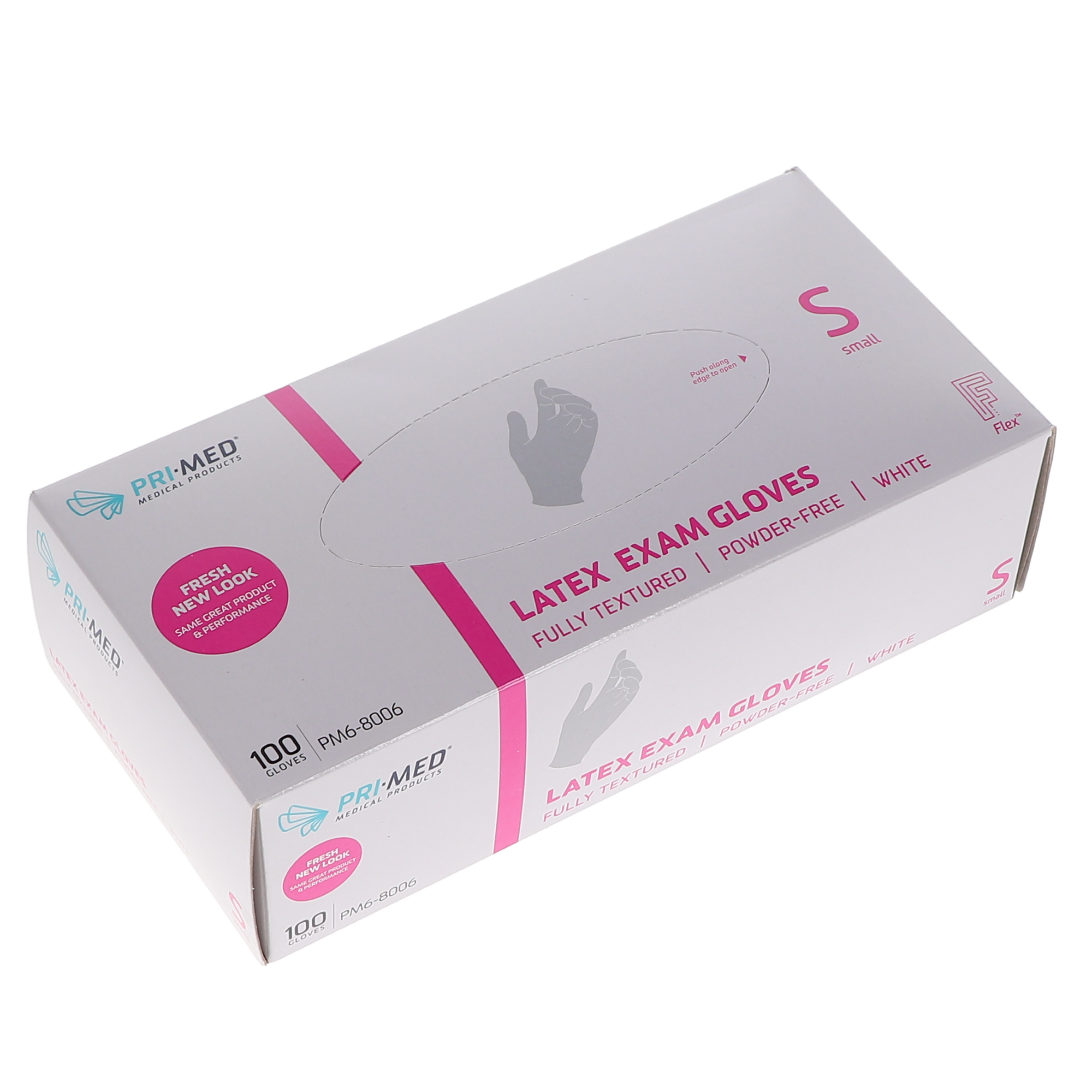 PRIMED LATEX EXAM GLOVES FLEX™  Small 100/box, PM6-8006 thumbnail 3