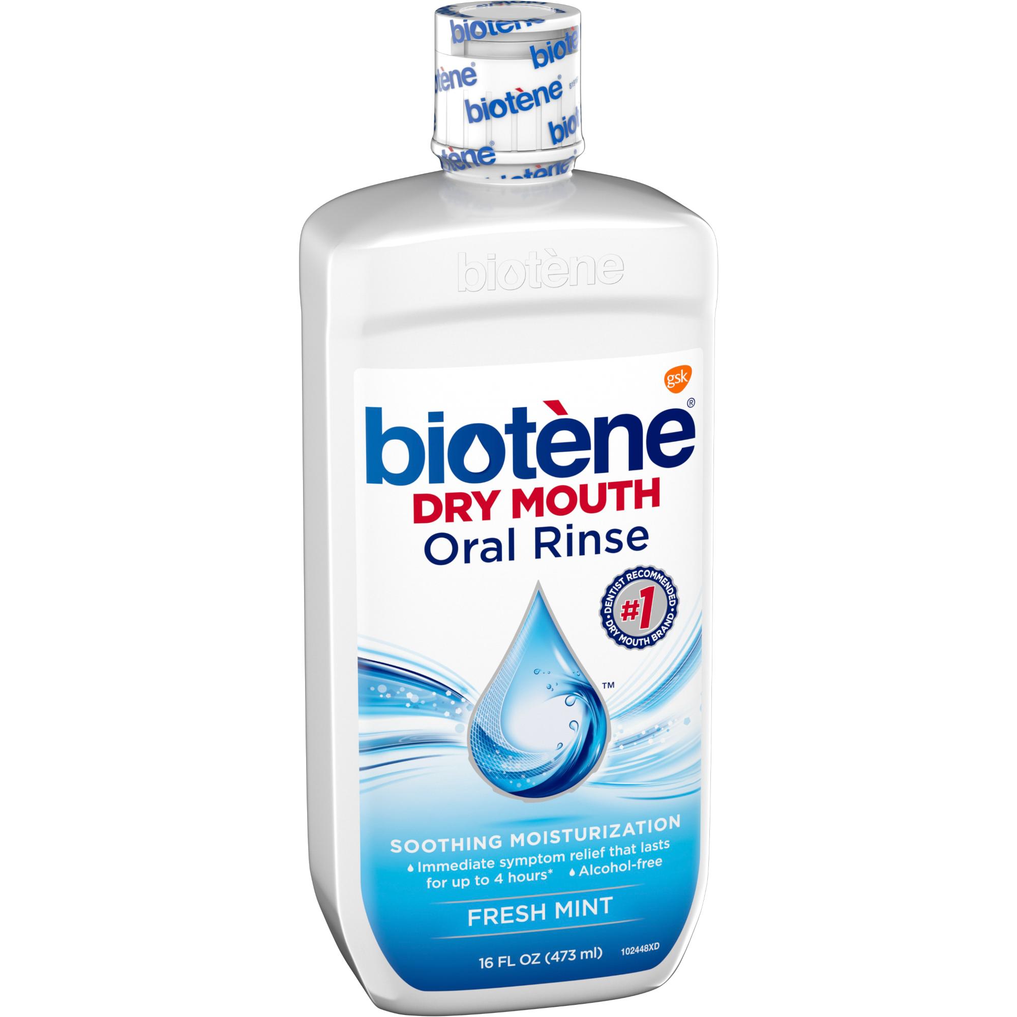 Biotène Dry Mouth Oral Rinse, Fresh Mint, 16 oz. bottle, 4/pkg, 2 pkg/cs (8 bottles total) image
