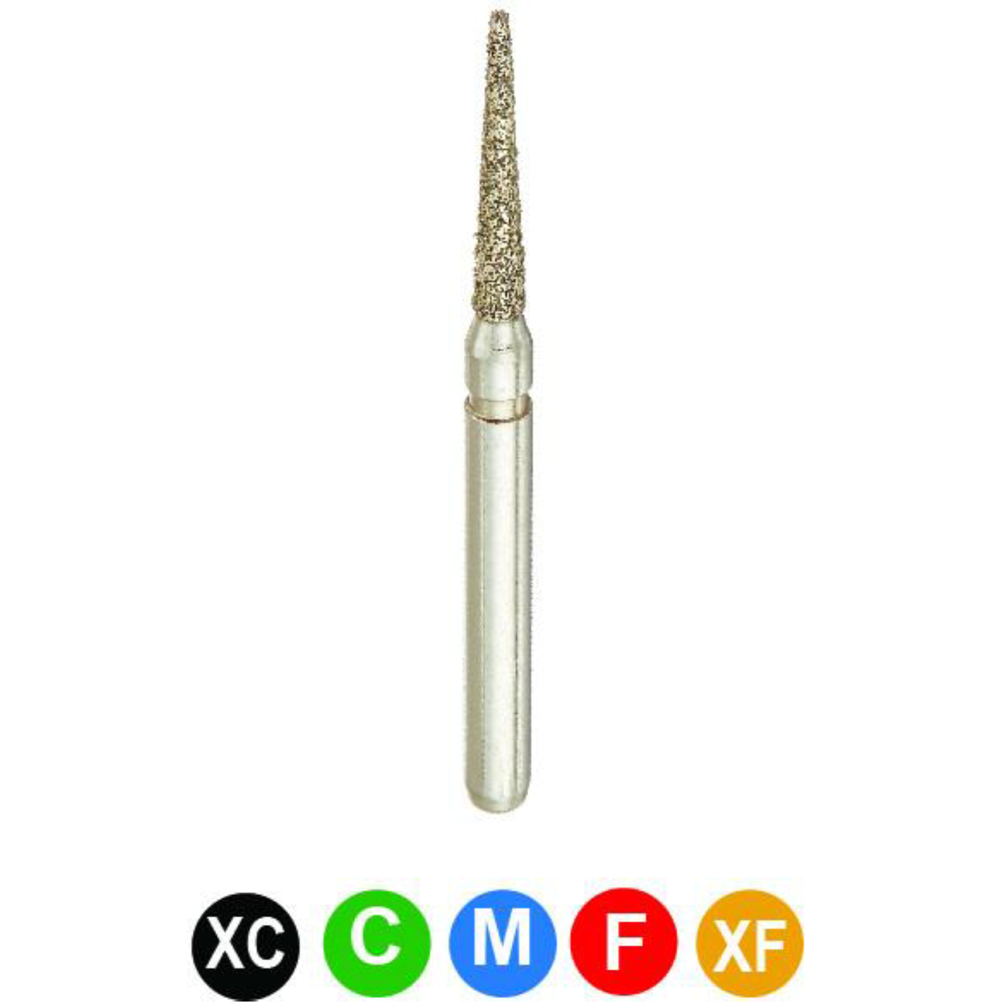 Diamond Burs, FG, Needle, Super Fine, Yellow, 1.4 mm, 858-014SF, 5/Pk, B7P image