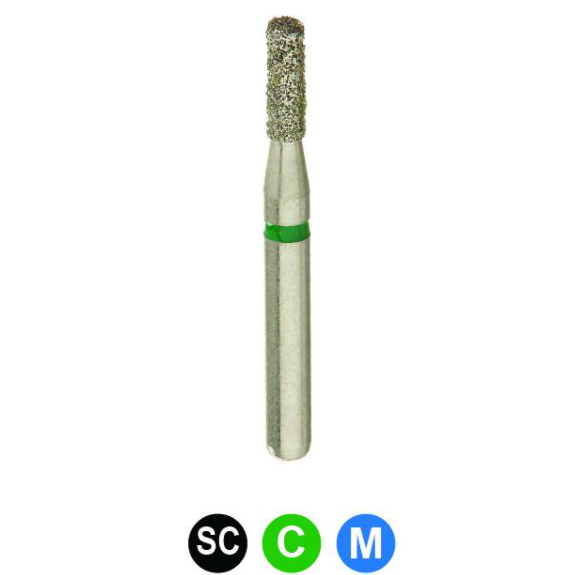 Diamond Burs, FGSS, Flat End Cylinder, Coarse, Green, 1.2 mm, S835-012C, 5/Pk, MA13C product image