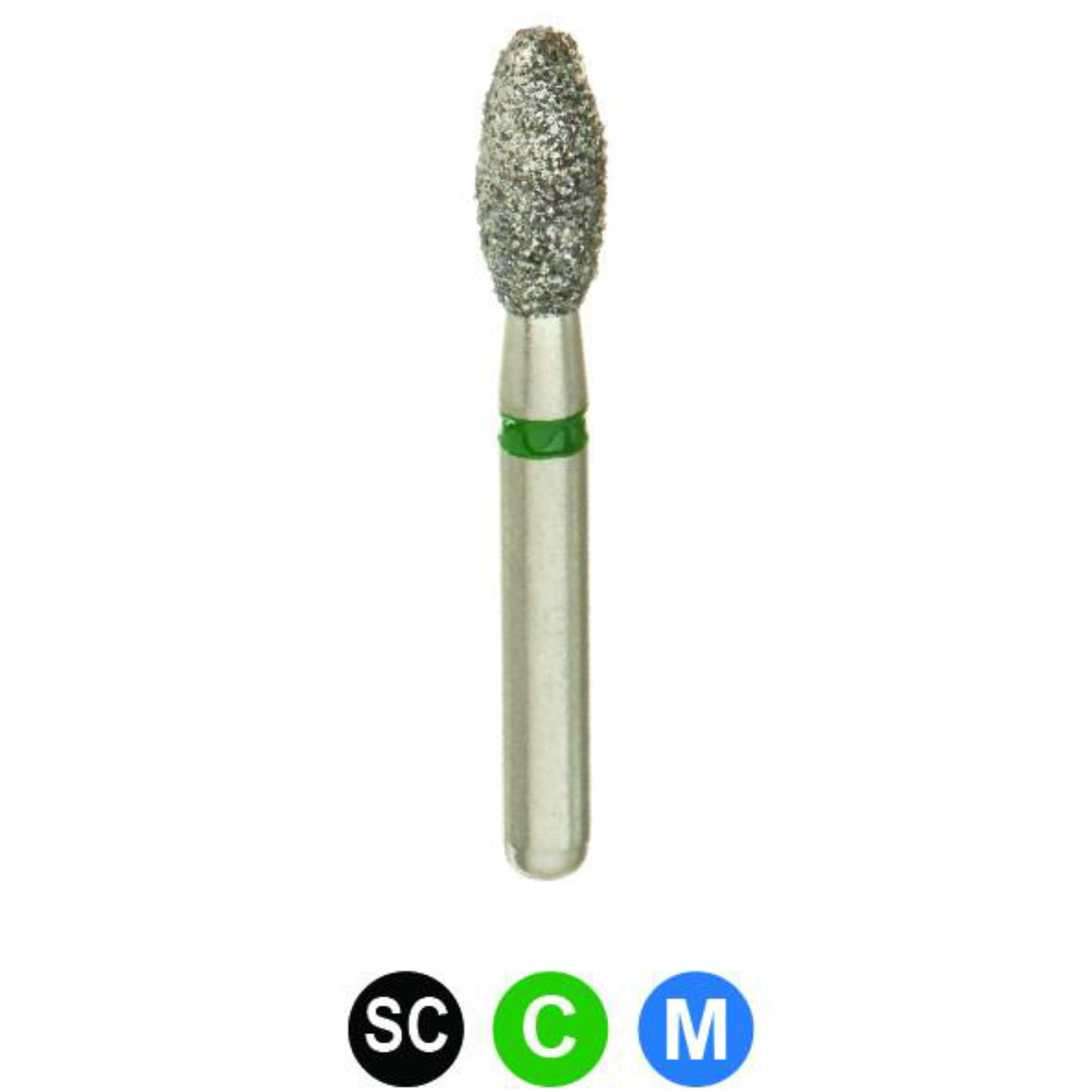 Diamond Burs, FGSS, Football, Coarse, Green, 2.3 mm, S379-023C, 5/Pk, MC15RC product image