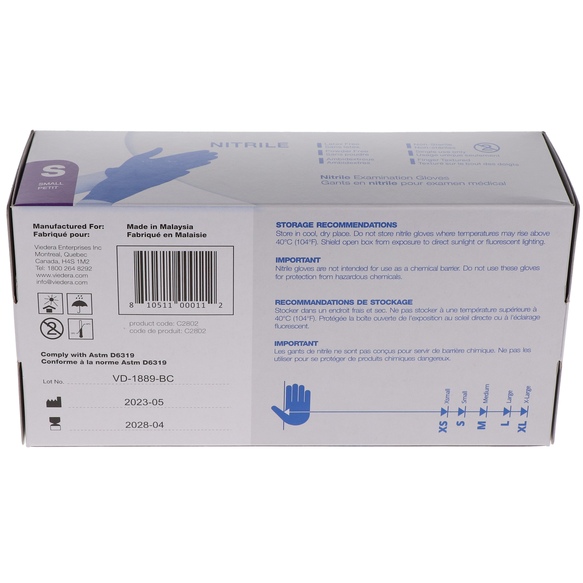 Cobalt Blue, Nitrile Examination Gloves, Powder-Free, Small, 300/Box thumbnail 3