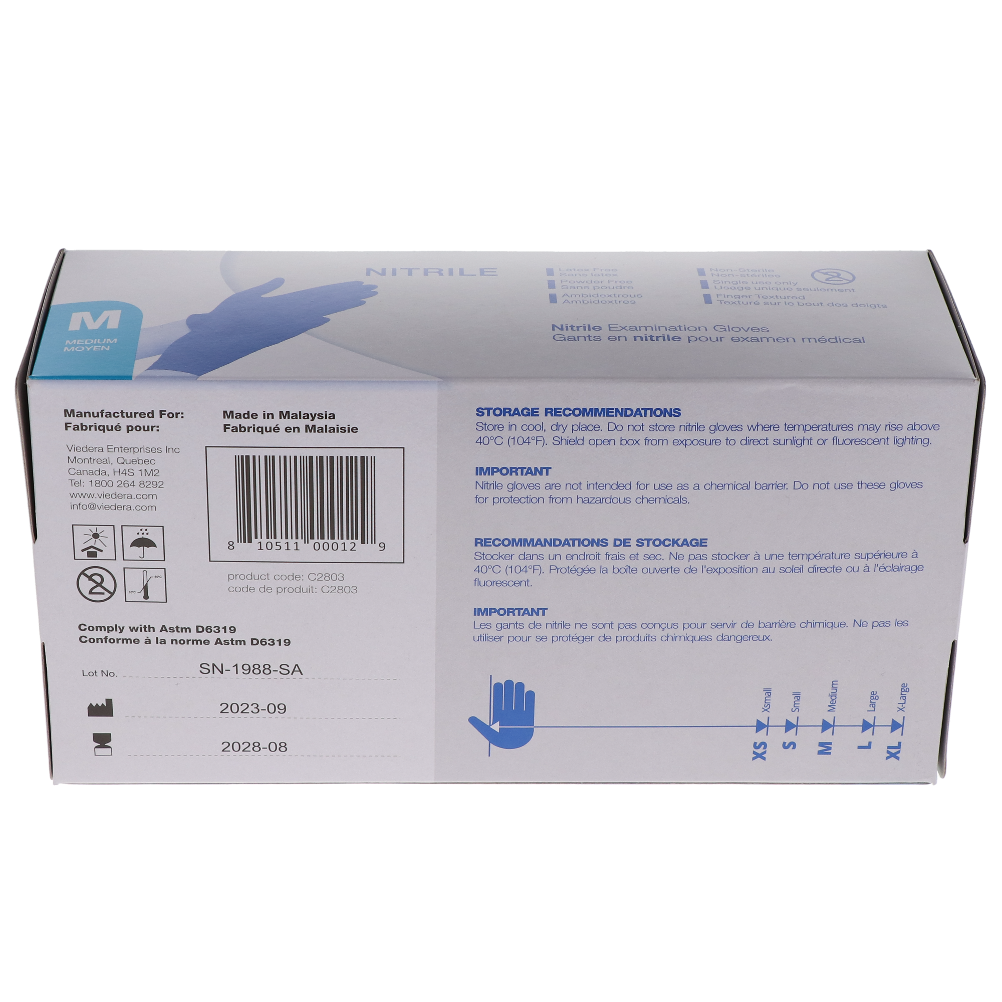 Cobalt Blue, Nitrile Examination Gloves, Powder-Free, Medium, 300/Box thumbnail 3