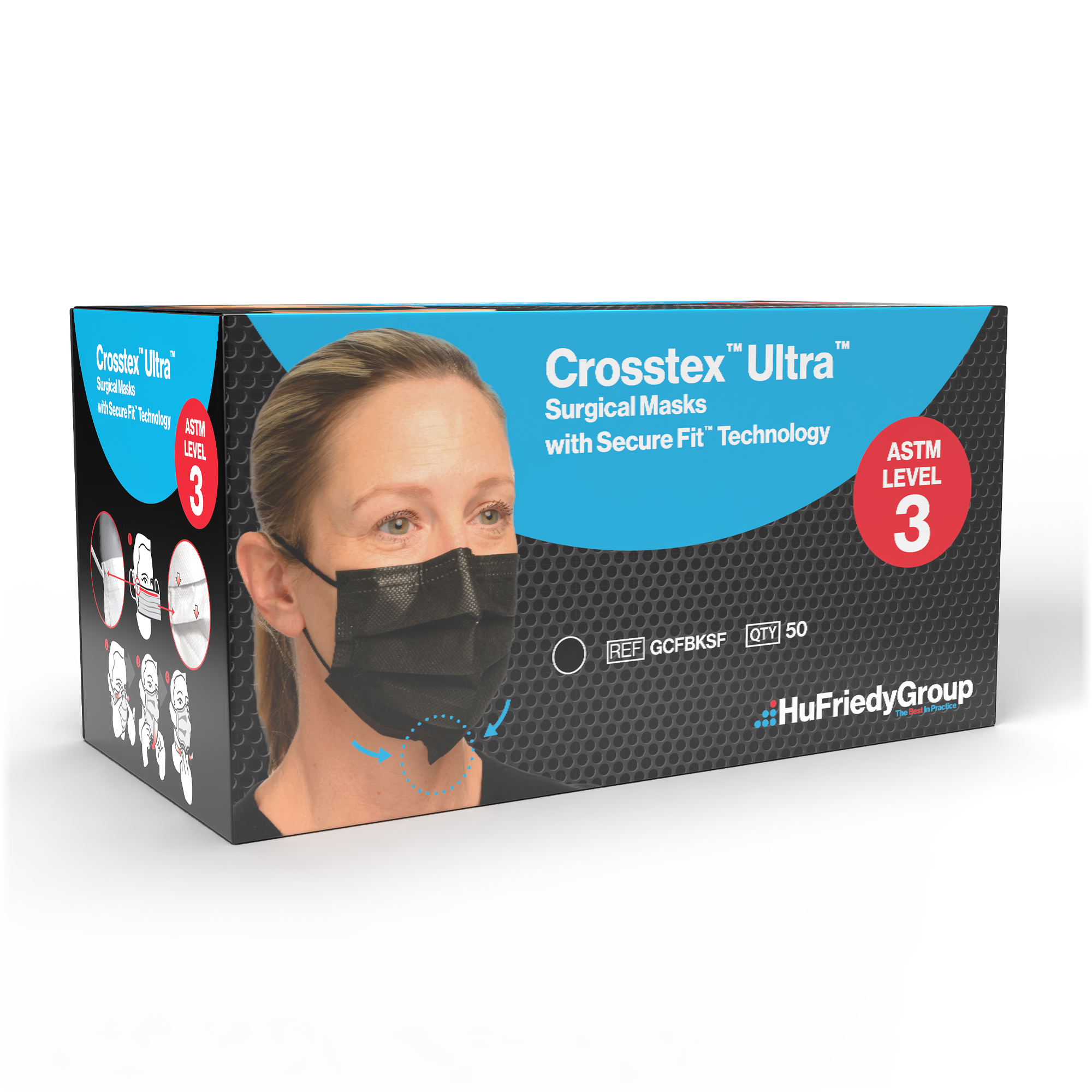 Crosstex Surgical Mask w/Secure Fit Level-3 50/Pk Black product image