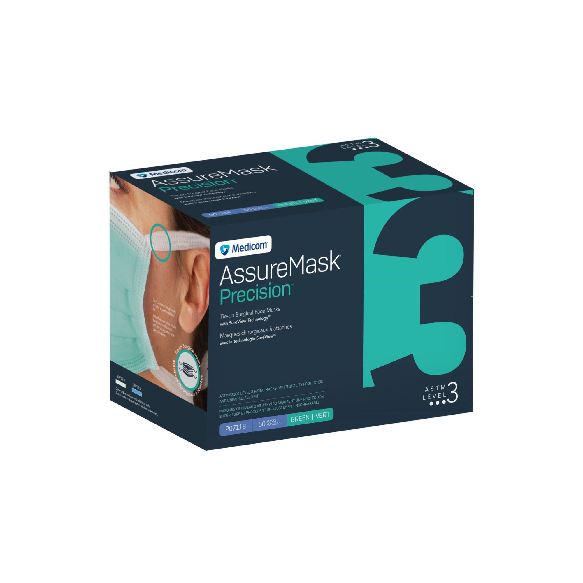 AssureMask Precision Tie-On L3 Mask 50/Pk Green product image