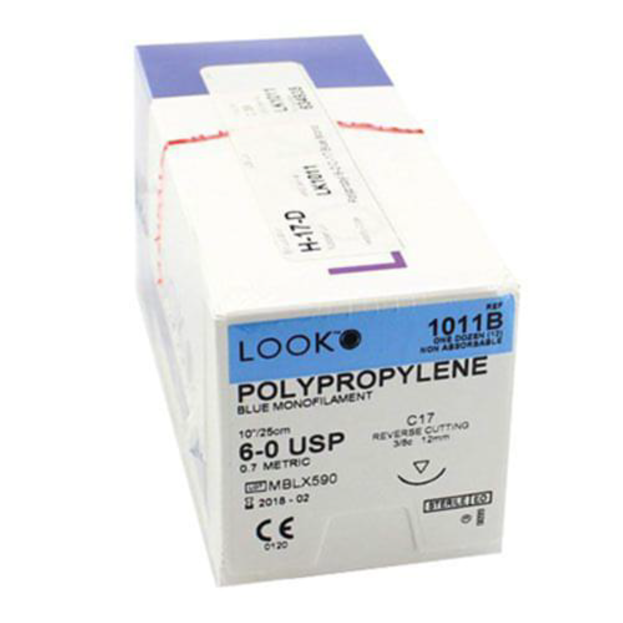 Look Sutures - Polypropylene, 6-0, Blue, 10", C17, 3/8 Circle Reverse Cutting 12mm product image