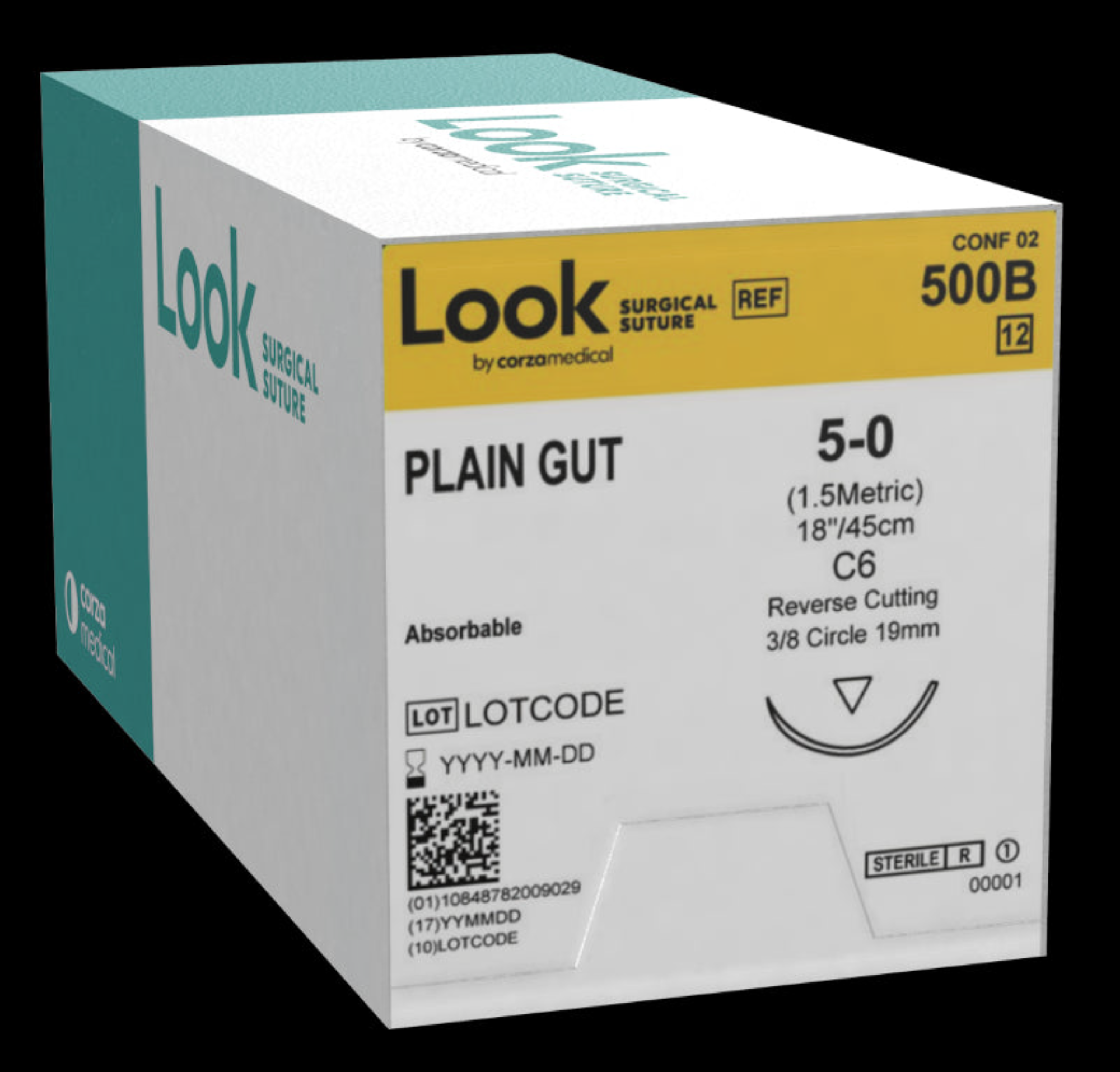 Look Sutures - PlainGut, 5-0, 18'', C6, 3/8 Circle Reverse Cutting 19mm product image