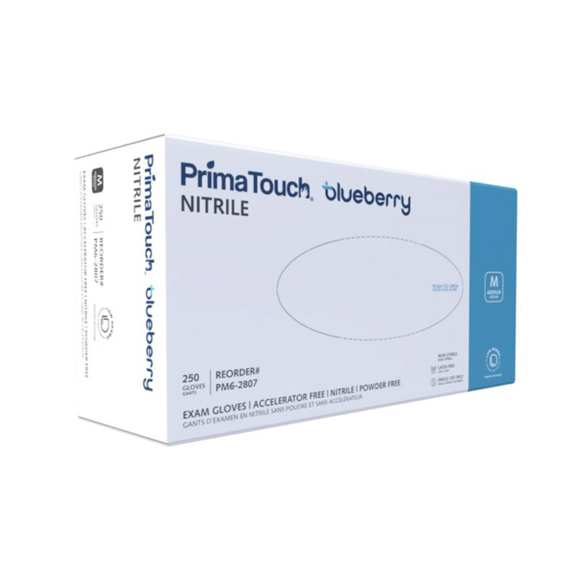 Primed Blueberry, Nitrile Examination Gloves, Accelerator free, X-Small, 250/Box, PM6-2805 product image