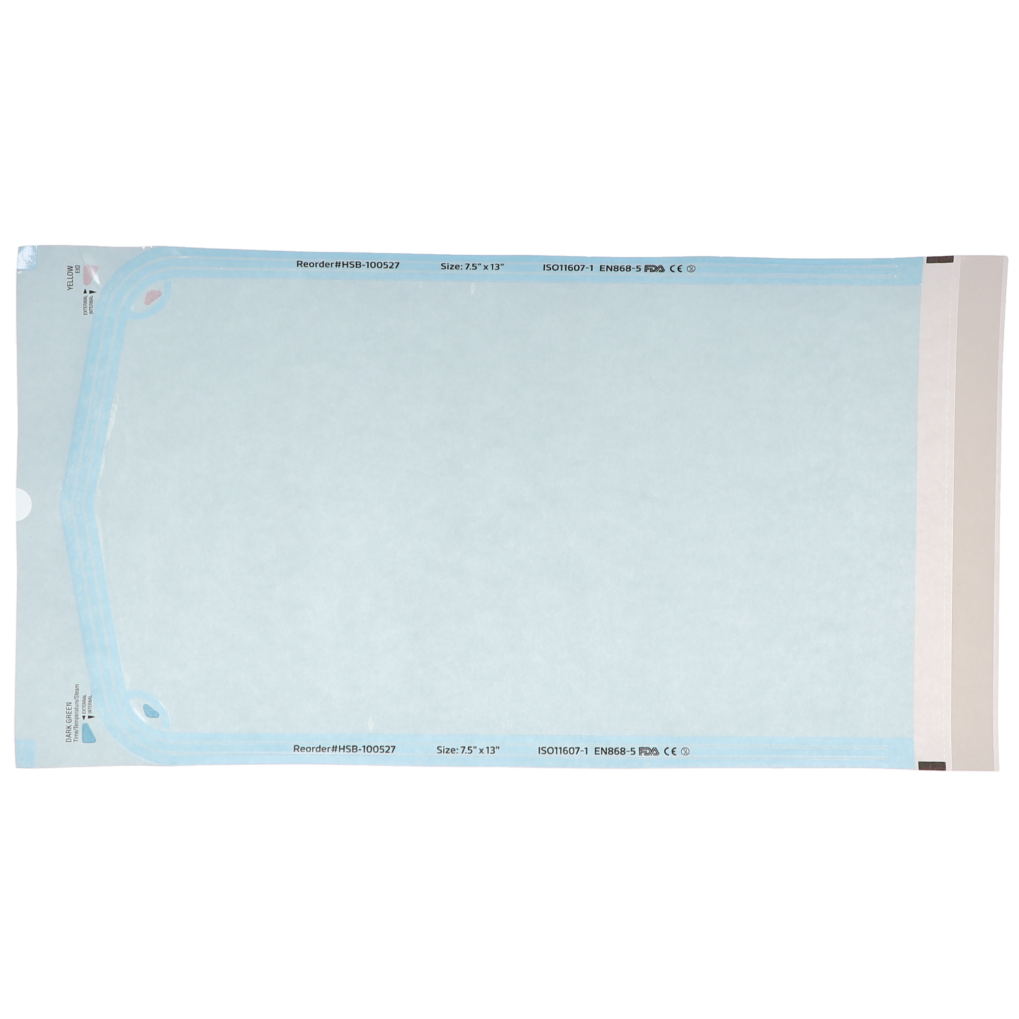 Sterilization Pouch, Class 4, Self-Sealing, Blue Film, 7.5" x 13", 200/Pk, 100538 product image