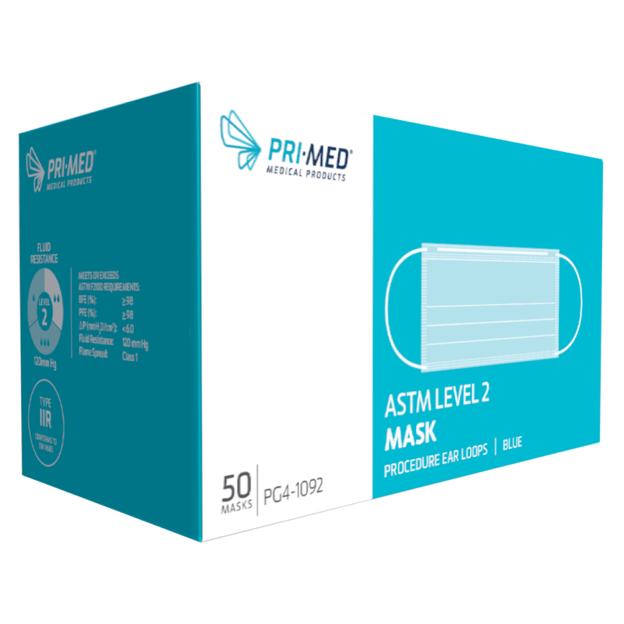 Earloop Mask, ASTM Level 2, Blue, 50/Pk, PG4-1092 product image