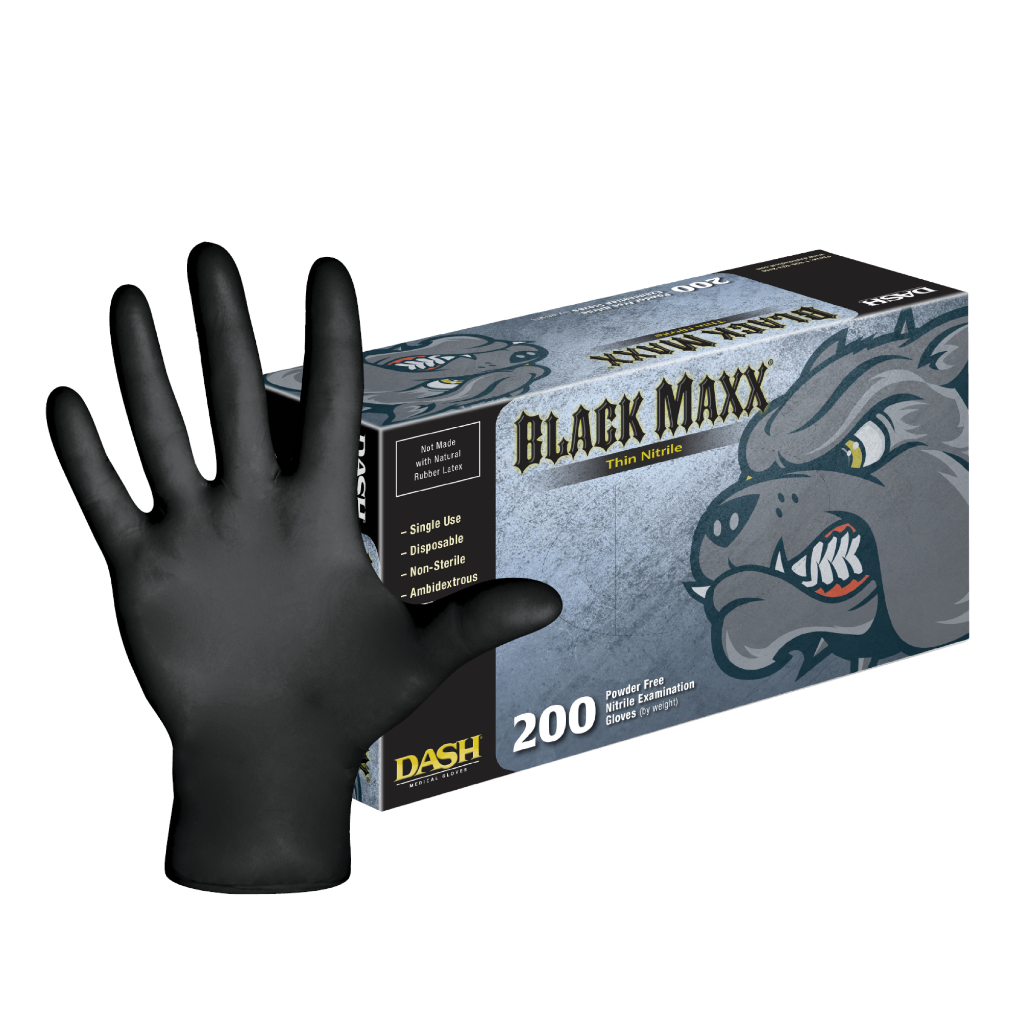 Black Maxx Nitrile Exam Gloves, Thin, Powder-Free, Extra-Large, 200/Box, BMNT200XL thumbnail 5