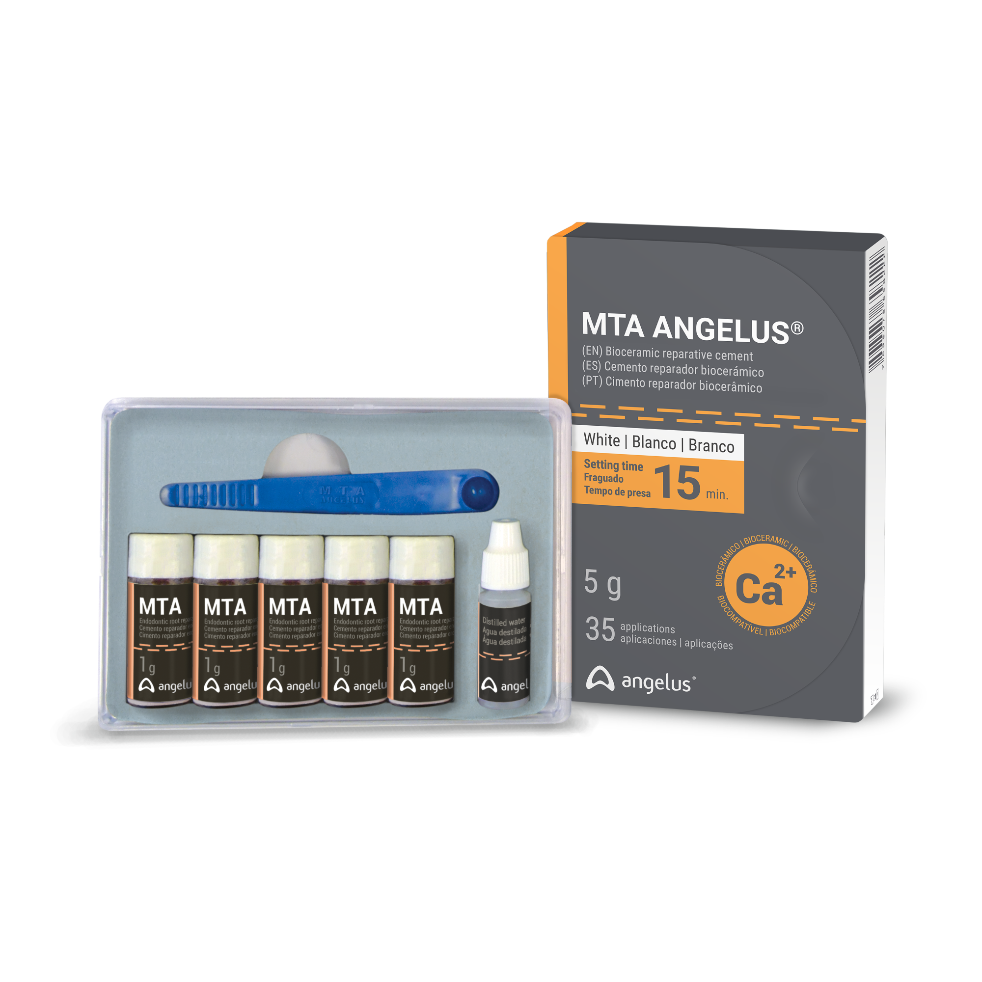 Angelus - MTA Angelus White 5g Reparative Cement: 5 x 1g. Vials, 3ml Distilled Water thumbnail 9