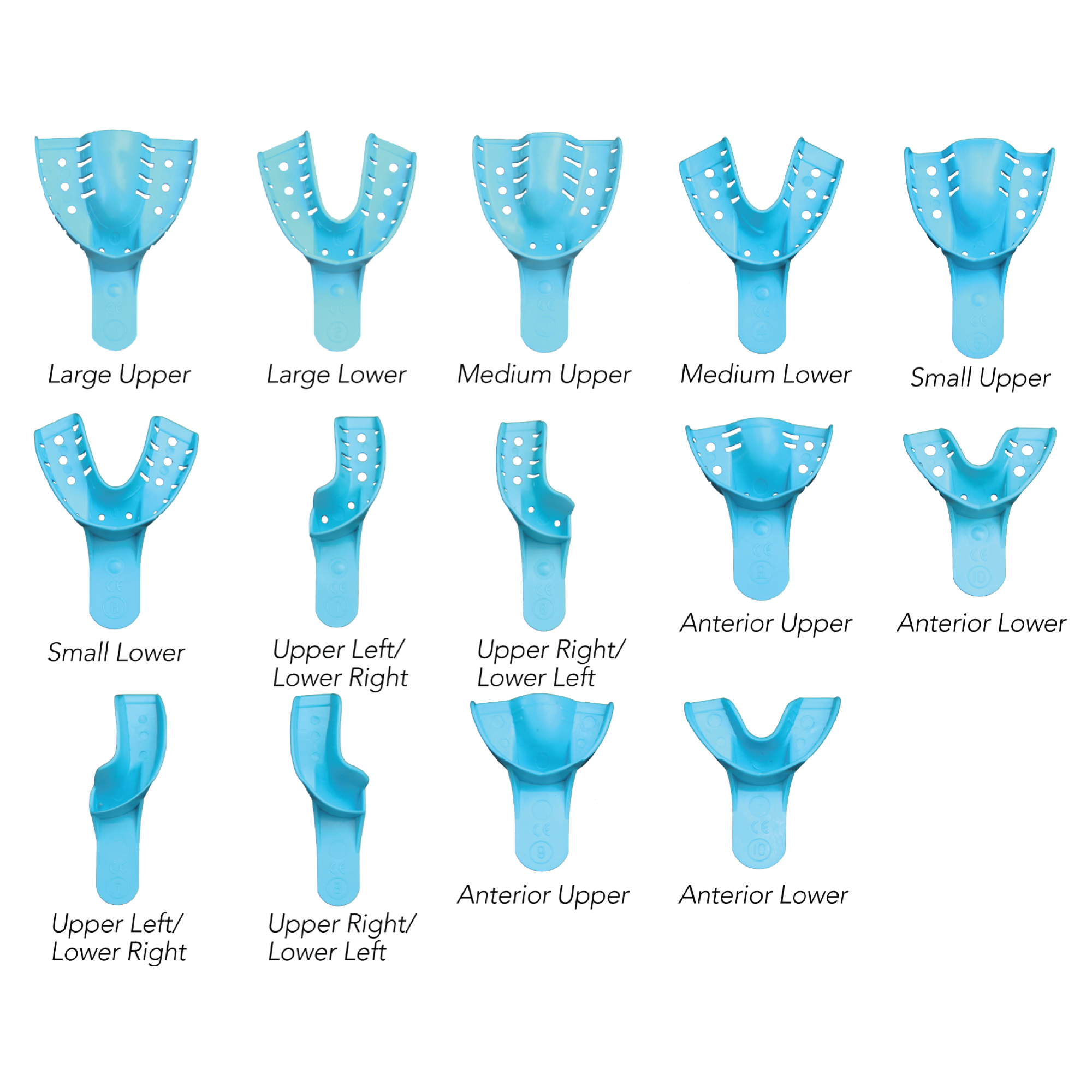 Opti-Tray Disposable Upper Medium Perforated Impression Tray Light Blue Package Of 12 Trays Pac-Dent - 413 product image