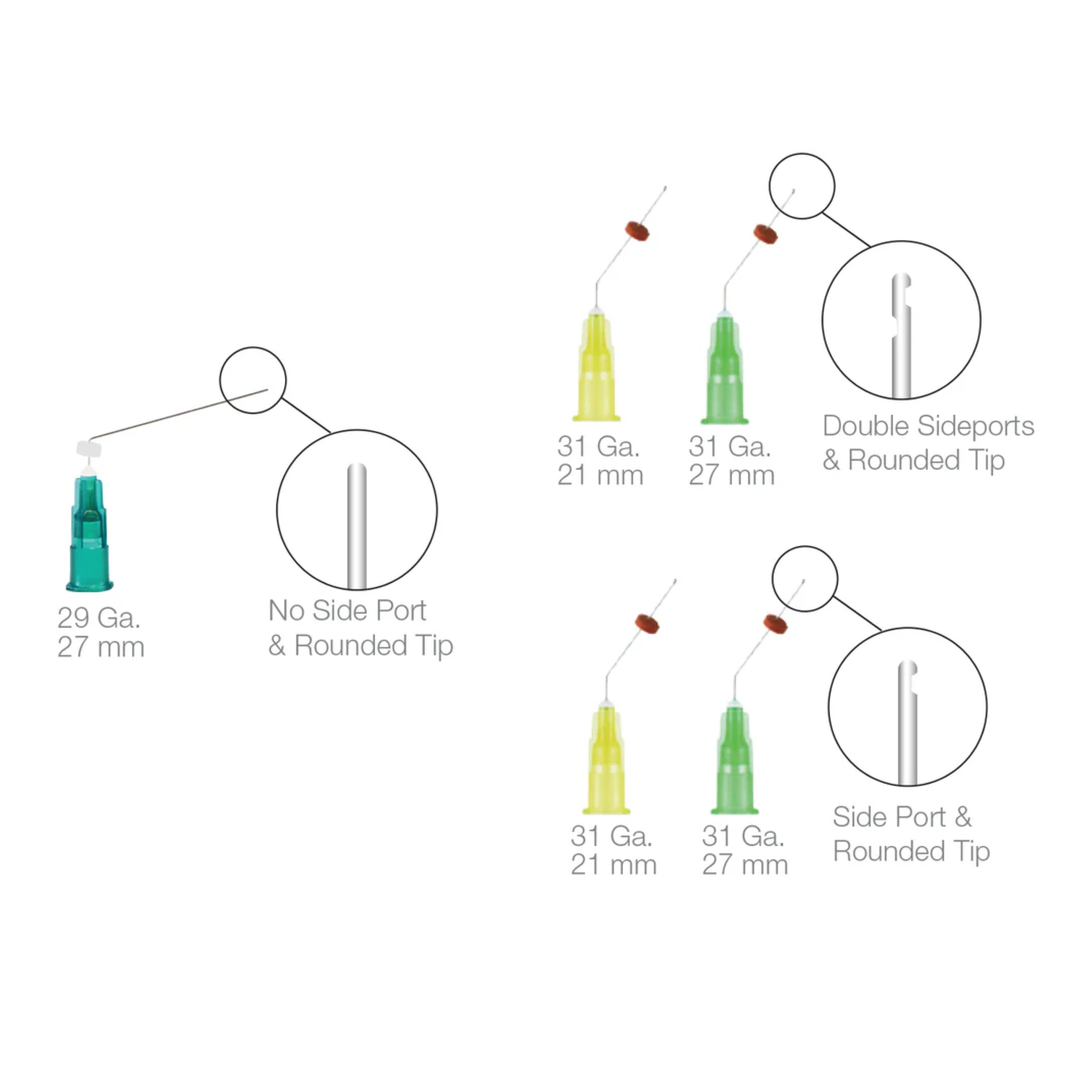 OptiProbe Double Sideport Irrigator Needle Tips, 27ga, 21 mm, Yellow, 50/Pk product image