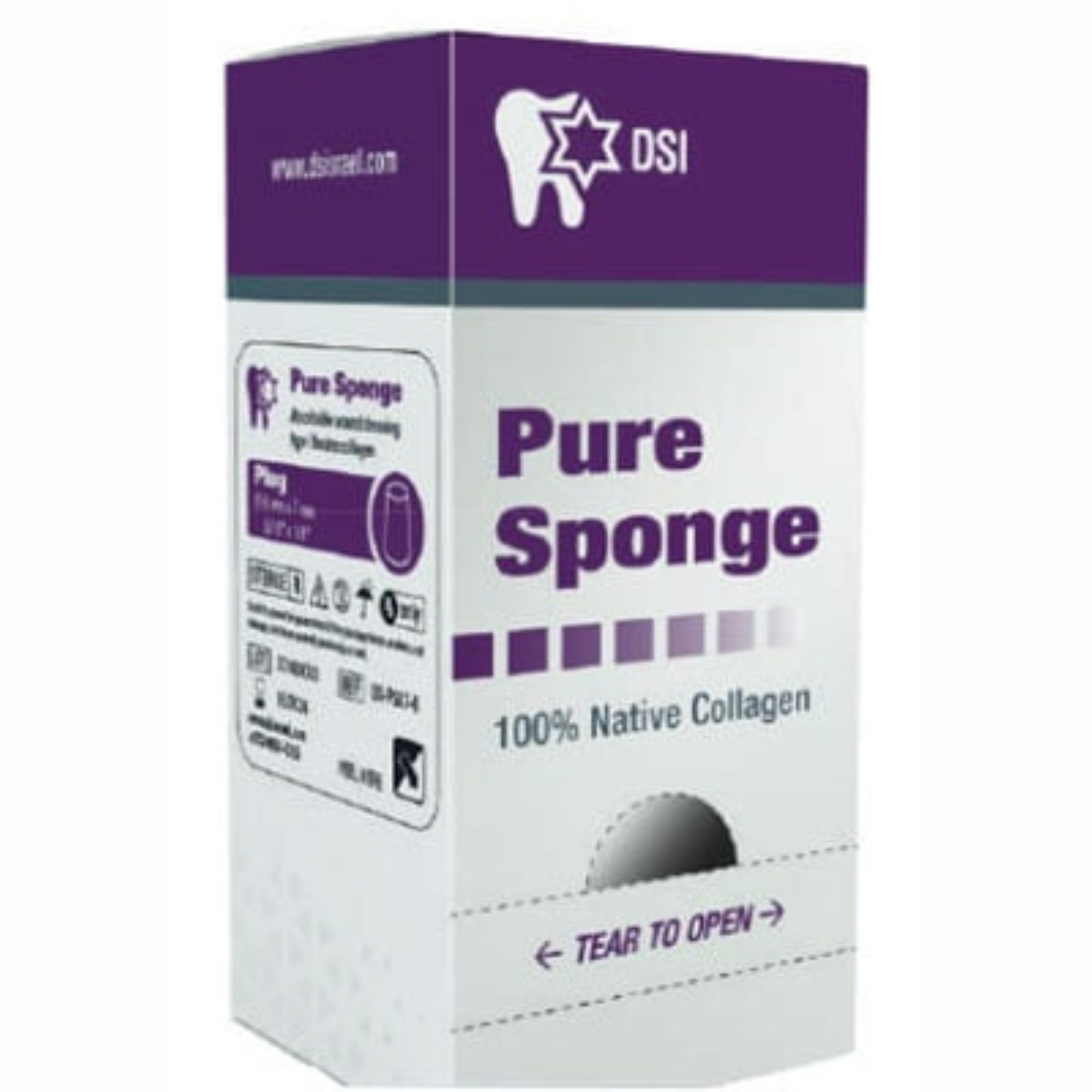Pure Sponge 100% Collagen Plug, Blister Pack, 10 Mm x 20 Mm, 10/Box, DS-PS1020 product image