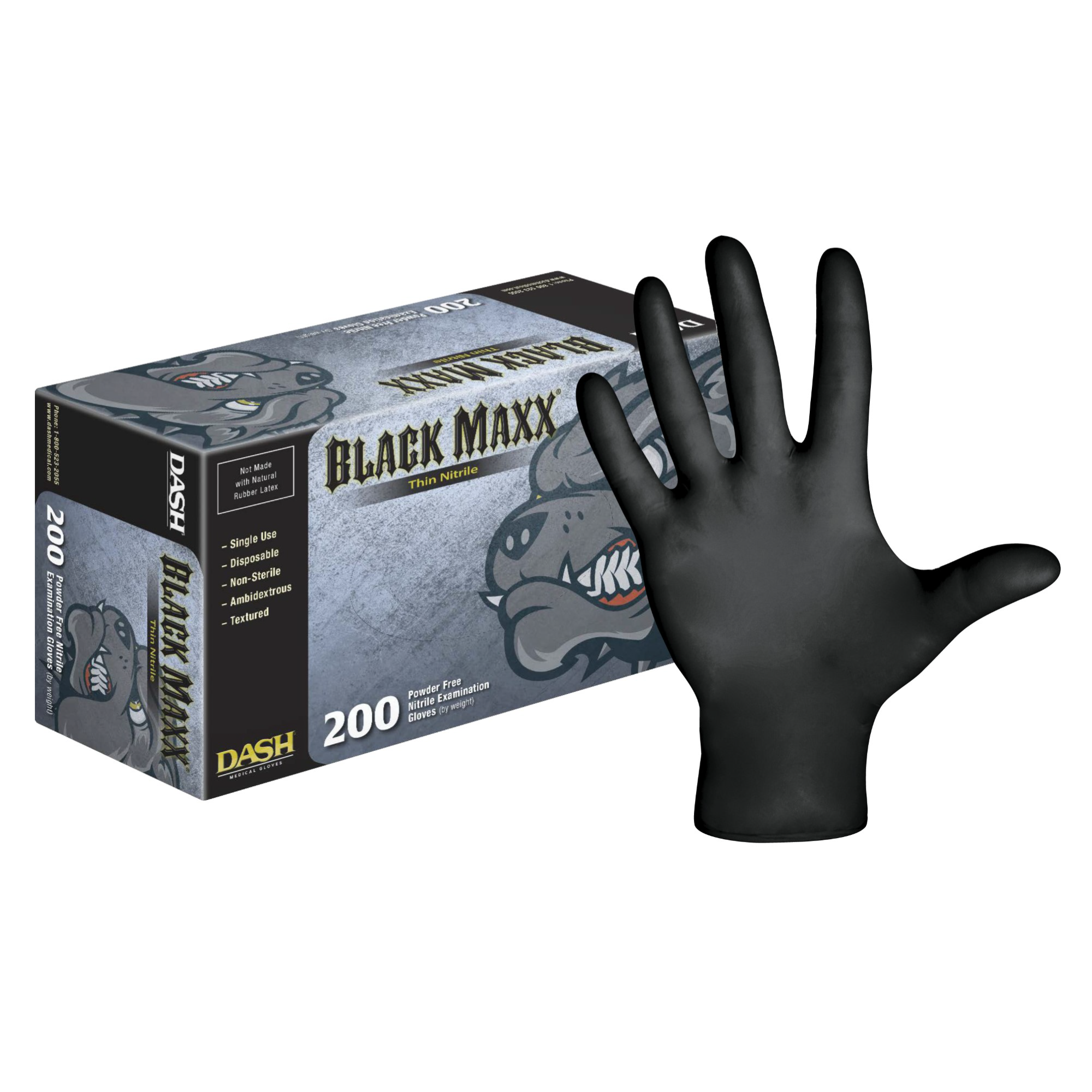 Black Maxx Nitrile Exam Gloves, Thin, Powder-Free, Double XL , 200/Box, BMNT200XXL product image
