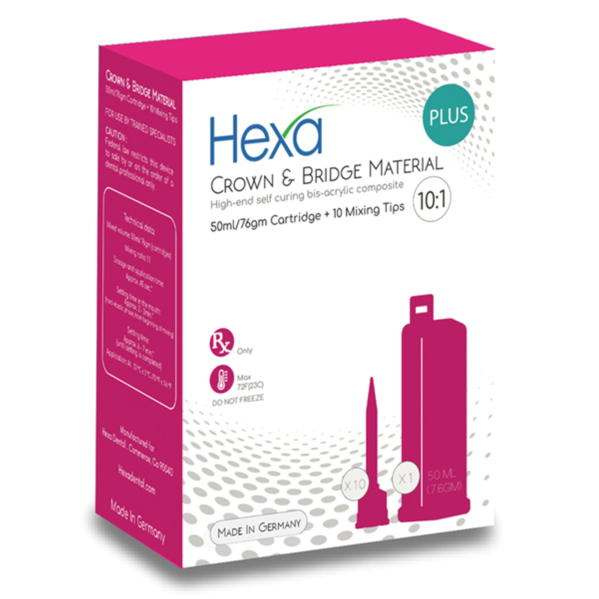 Hexa Temp Crown & Bridge Material A3.5 Shade 1 50 Ml 76 G Cartridge 10 Mixing Tips. 10:1, HT-0004 product image