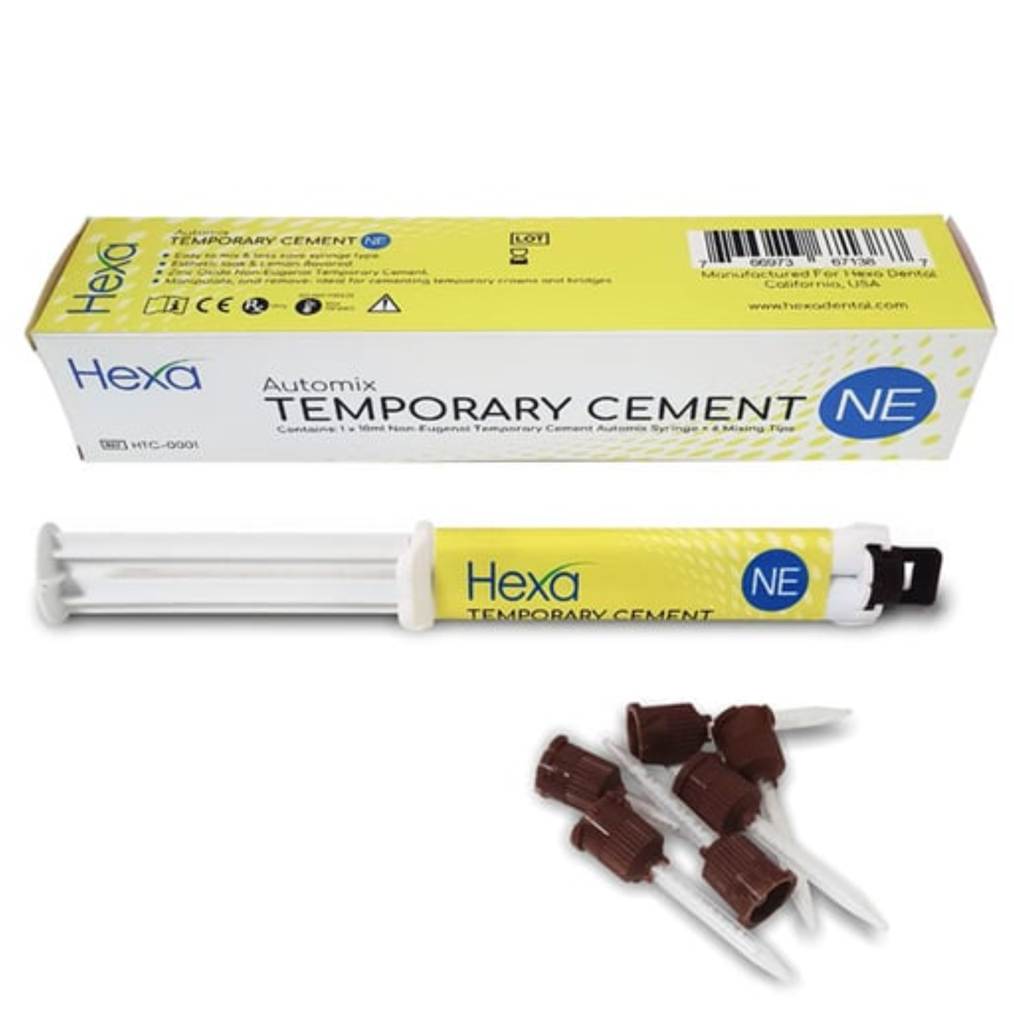 Hexa Non Eugenol Temporary Cement 10 Ml Automix syr With 6 Mixing Tips. Zinc Oxide Ideal, HTC-0001 product image