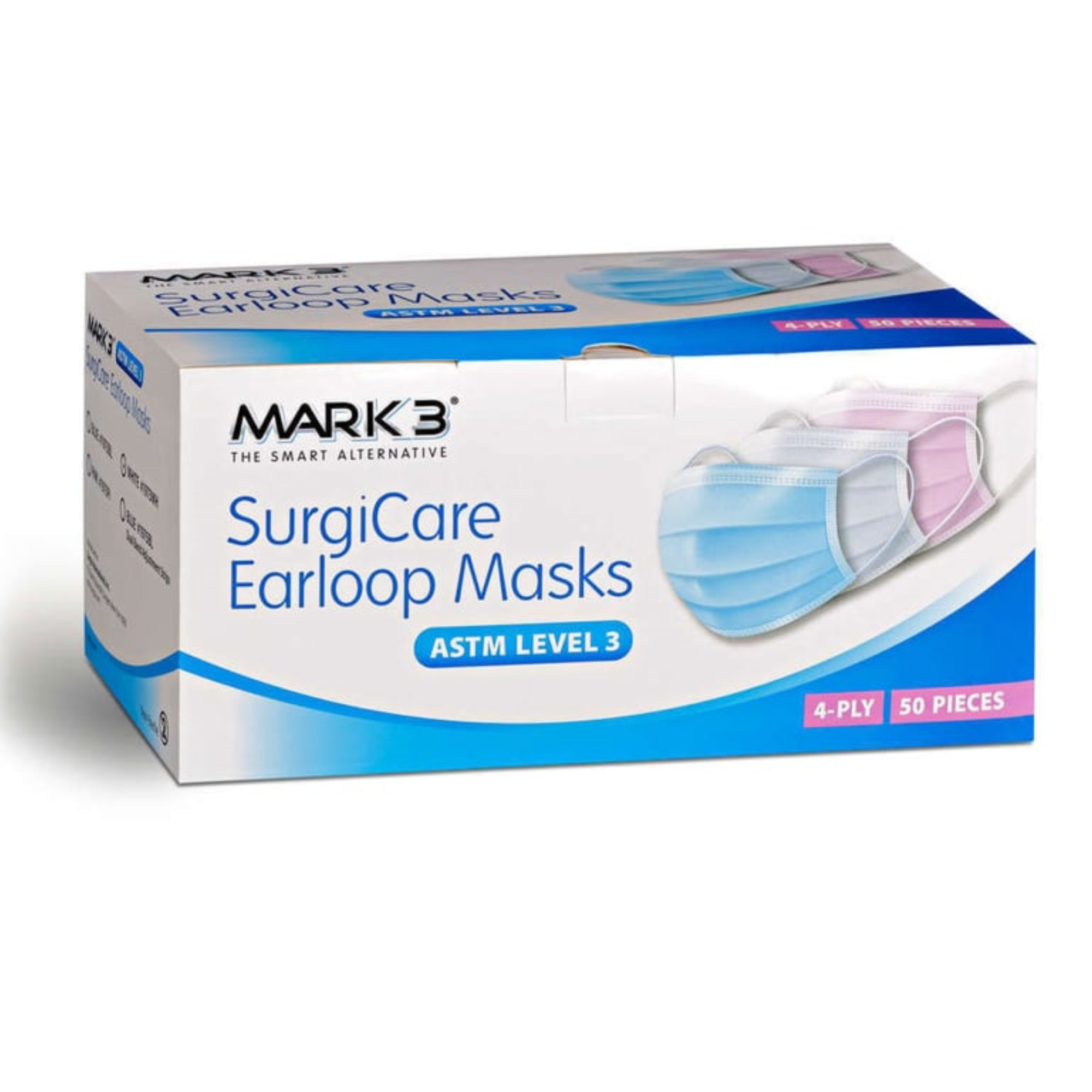 SurgiCare Pink Earloop Face Masks Level 3 4ply 50/bx, 1973PI product image