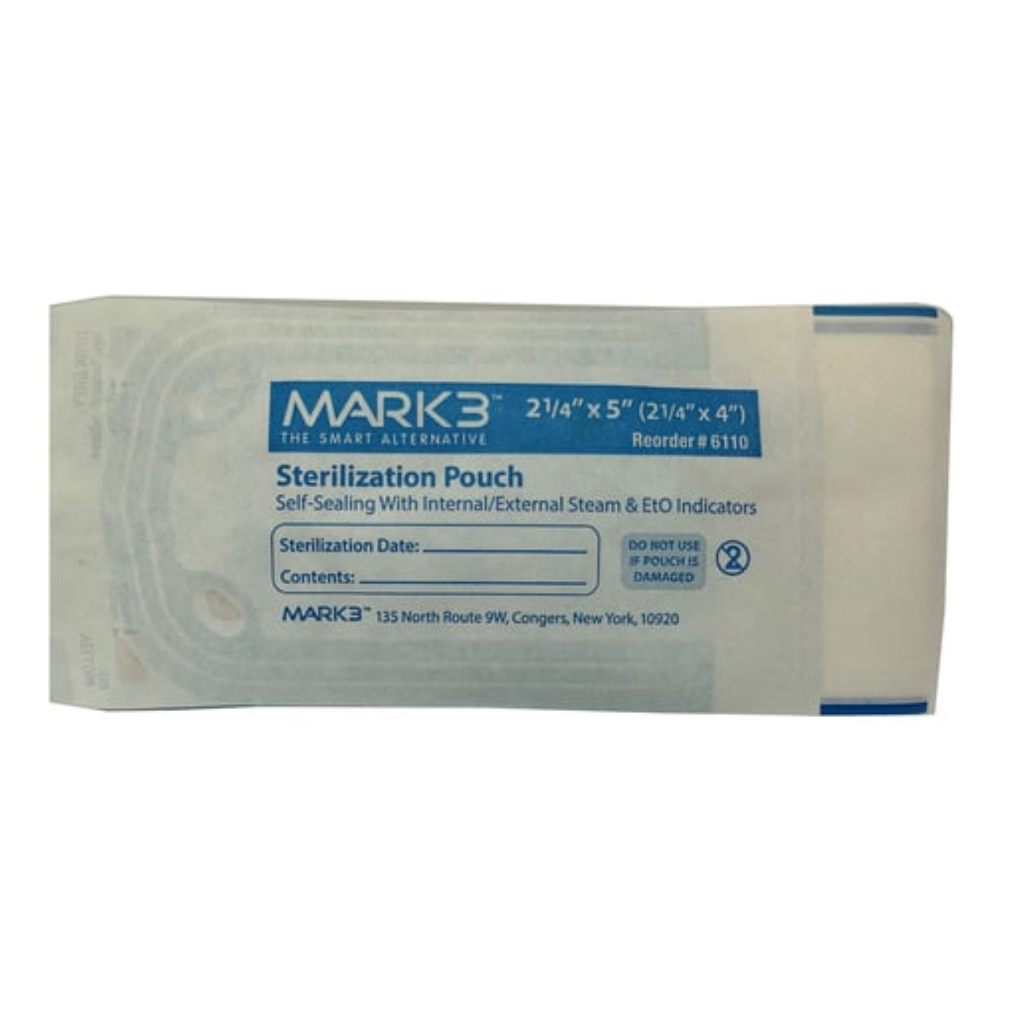 Self Seal 2-1/4" x 5" (2-1/4" x 4") Sterilization Pouches 200/bx, 6110 product image