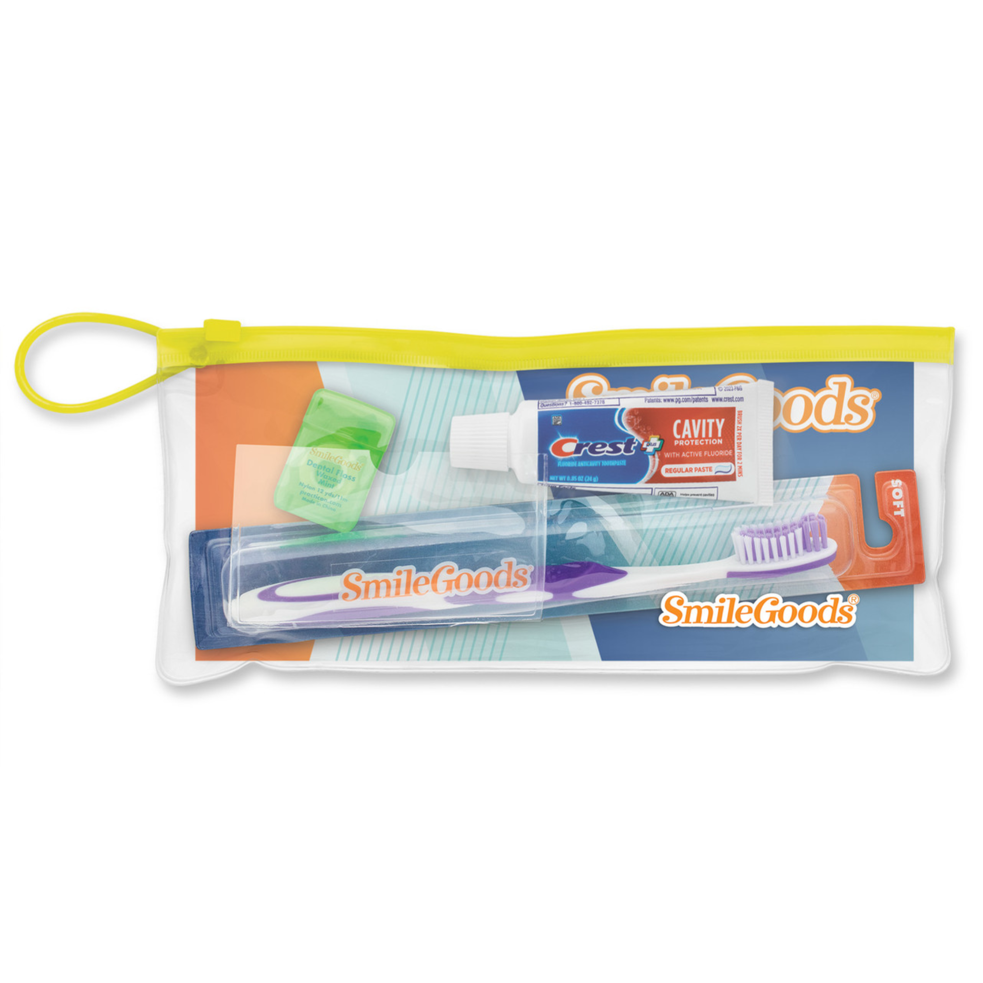 Smilegoods Adult Patient Paks In A Handy 4" X 10" Clear Vinyl Zipper Bag With Pocket On The Front, 10-1733 product image