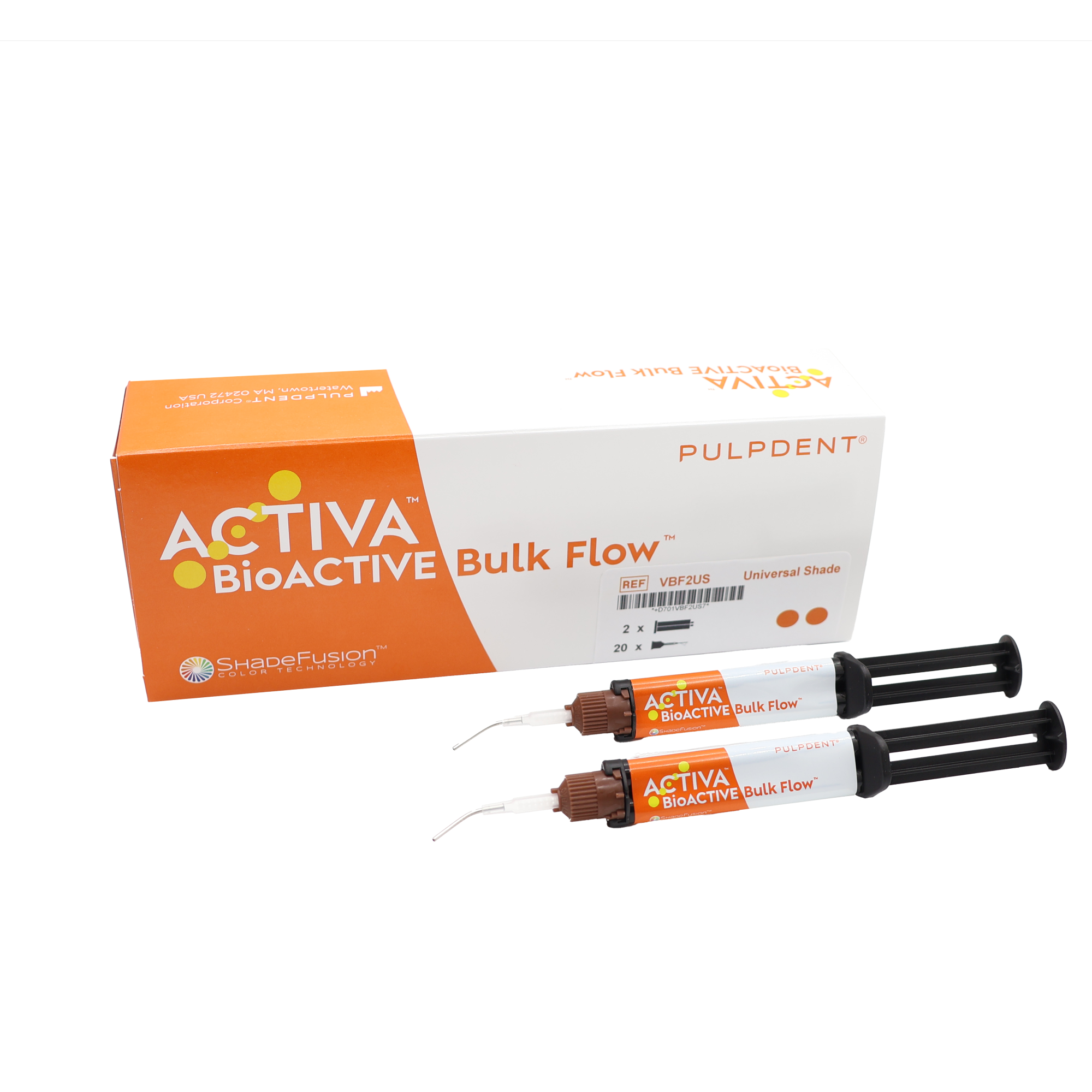 ACTIVA BioACTIVE Bulk Flow Twin Pack Kit: 10g (2Ã—5g/3mL syringes) + 20 Automix tips, Universal shade product image