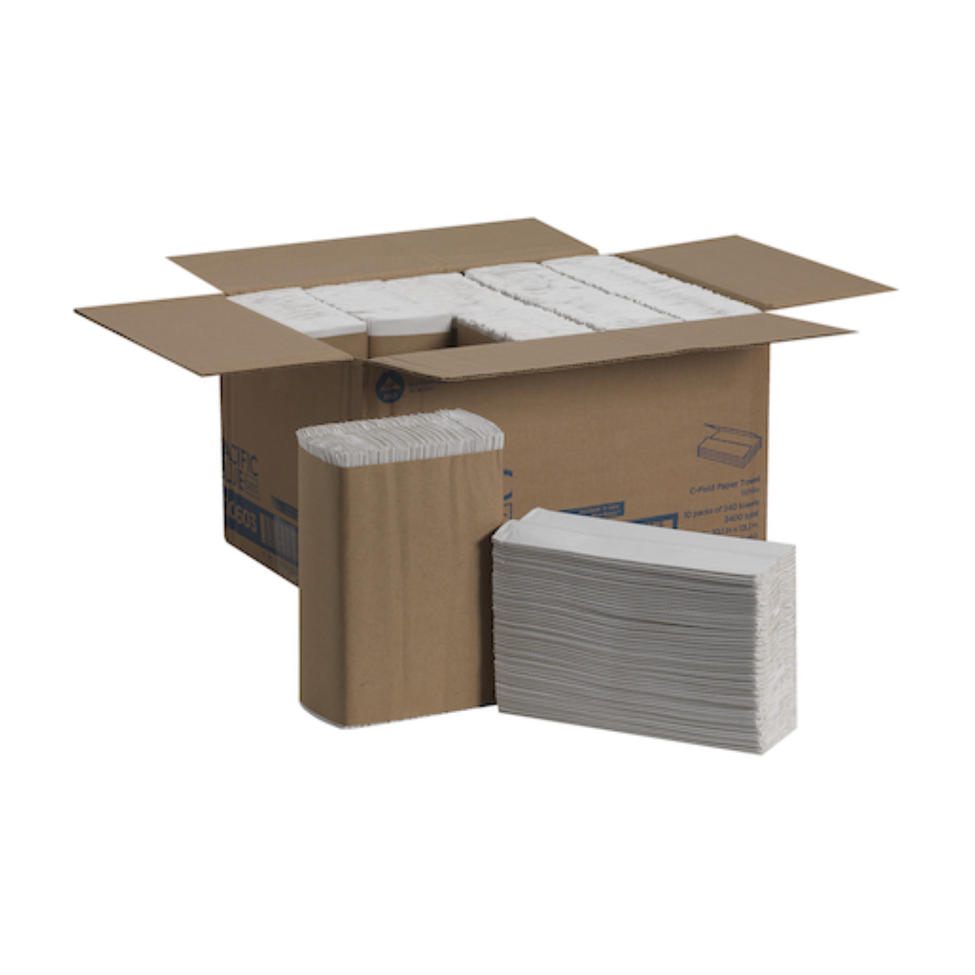 C-Fold Paper Towels, Paper Band, White, 10Â¼" x 13Â¼" Sheets, 240 ct/pk product image