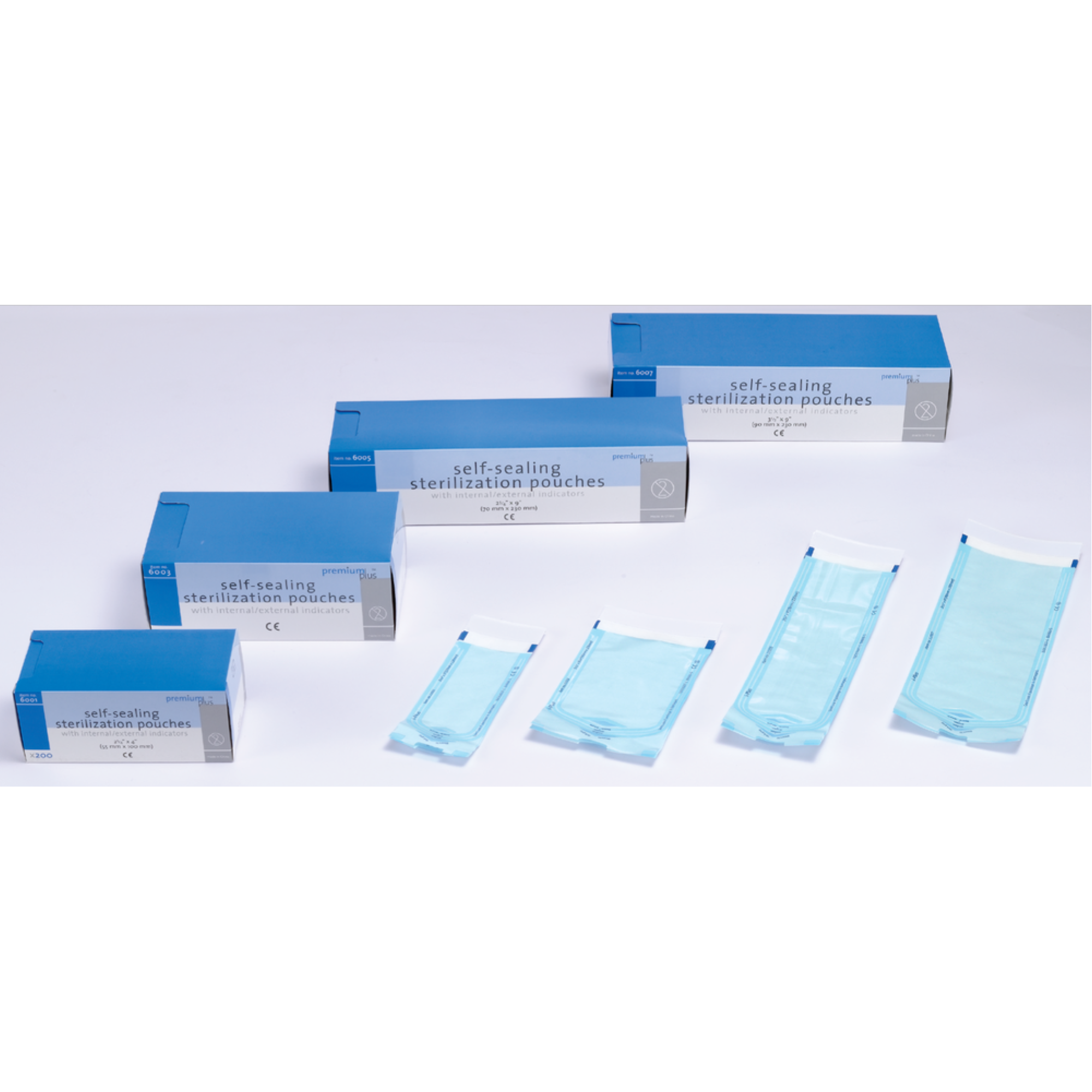 Premium Plus - 7 1/2" X 13" Self-Sealing Sterilization Pouch 200/box With External & Internal - 6011 product image