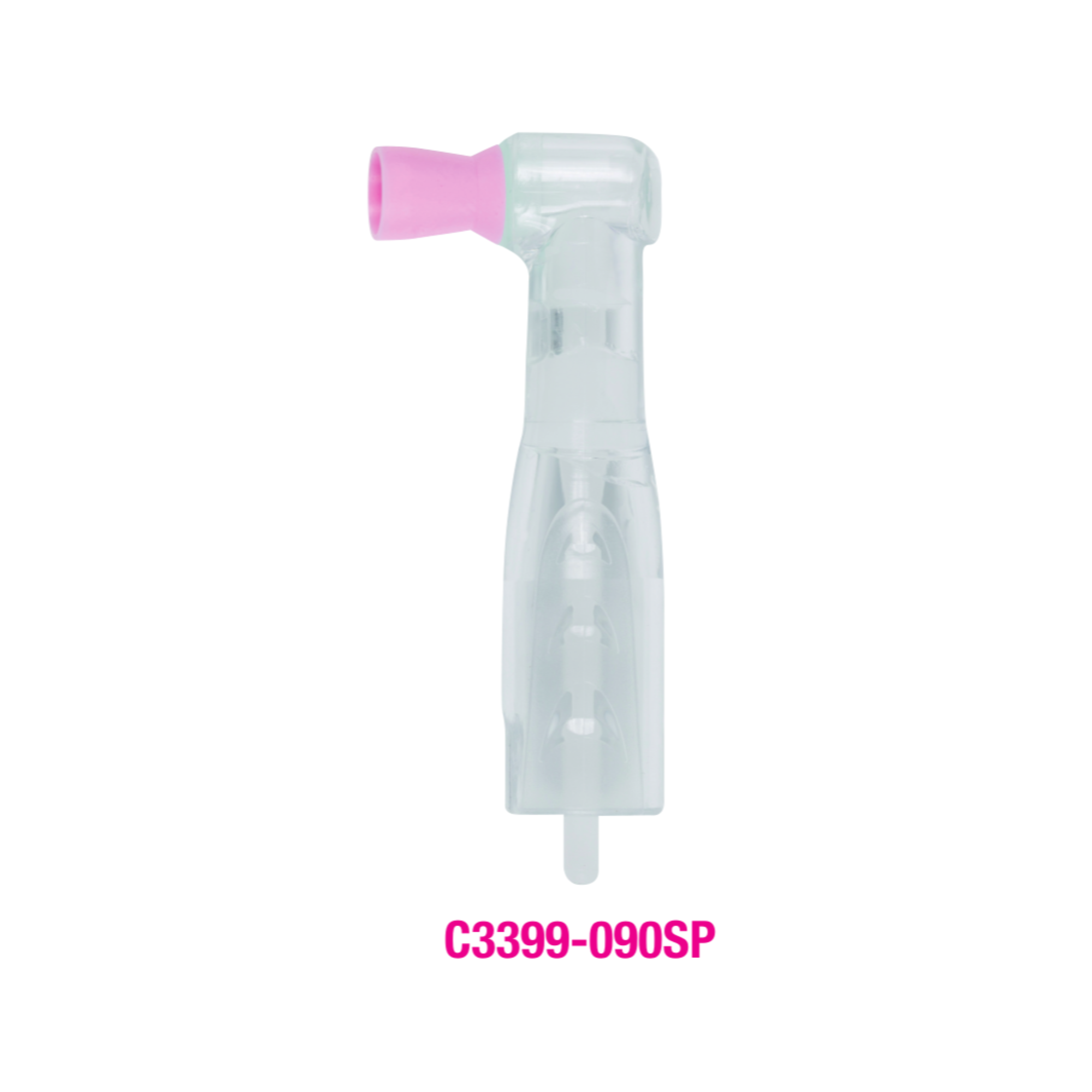 Premium Plus - Clear Body Disposable Prophy Angle With Soft Short Pink Color Cup 100/pk Ribbed - Cs3399-090Sp product image