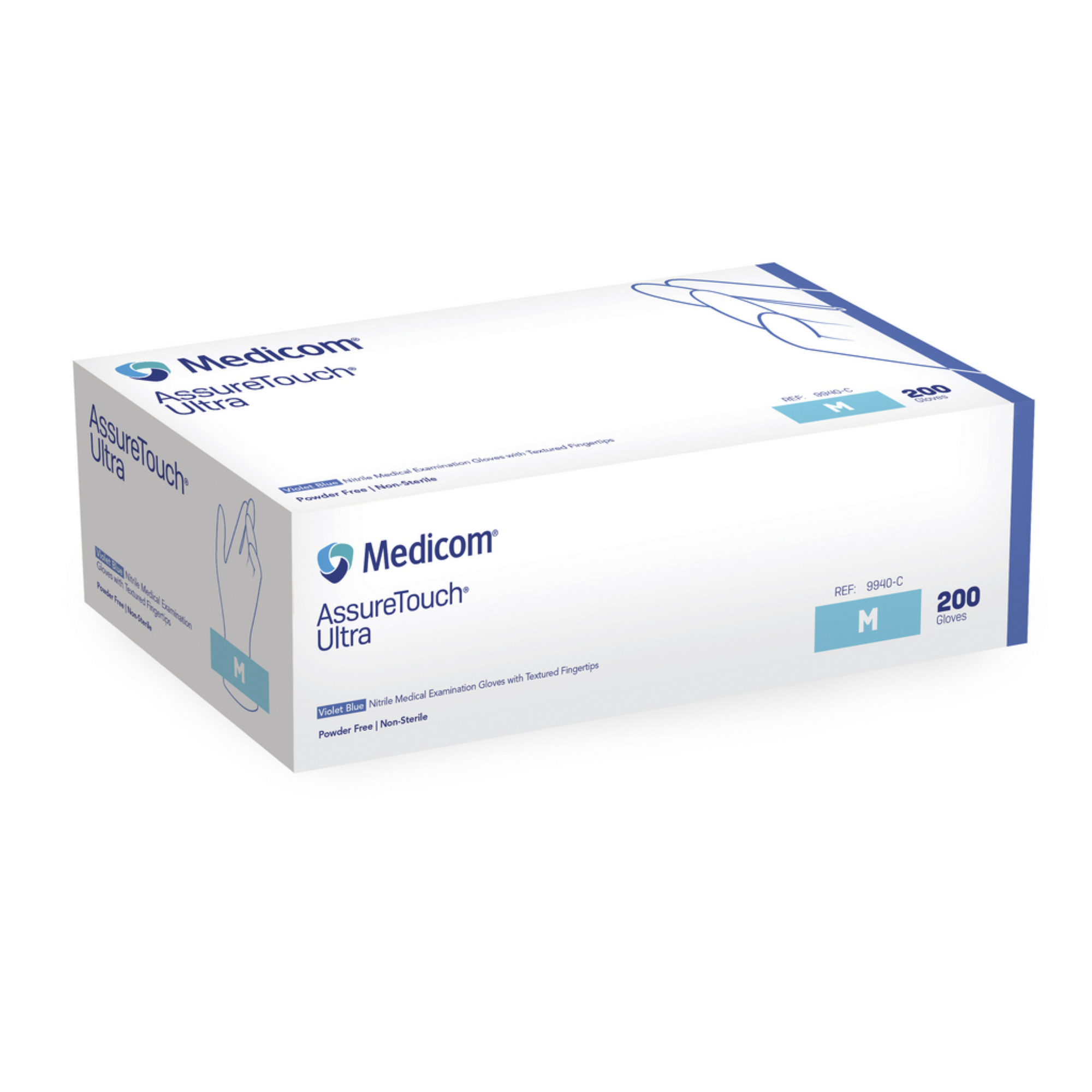 AssureTouch Ultra Nitrile Medical Examination Glove, M, Violet Blue thumbnail 2