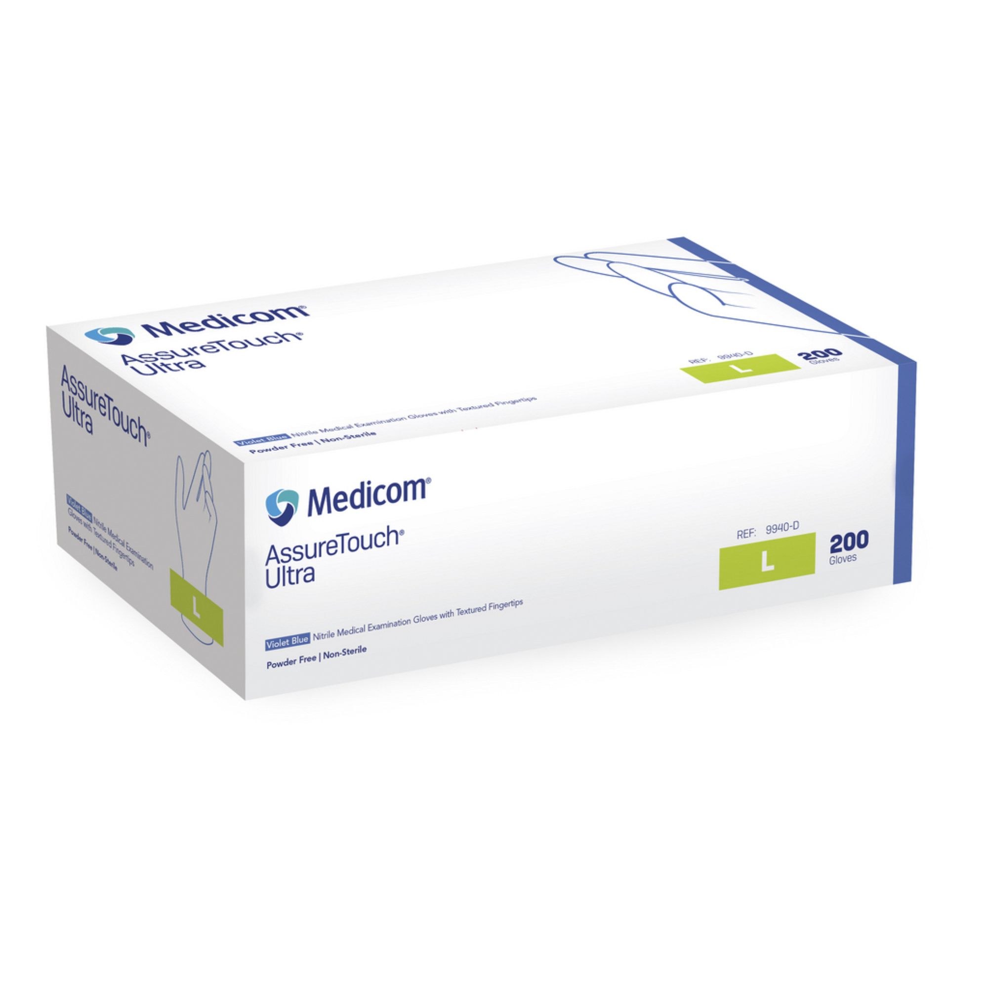 AssureTouch Ultra Nitrile Medical Examination Glove, L, Violet Blue thumbnail 2