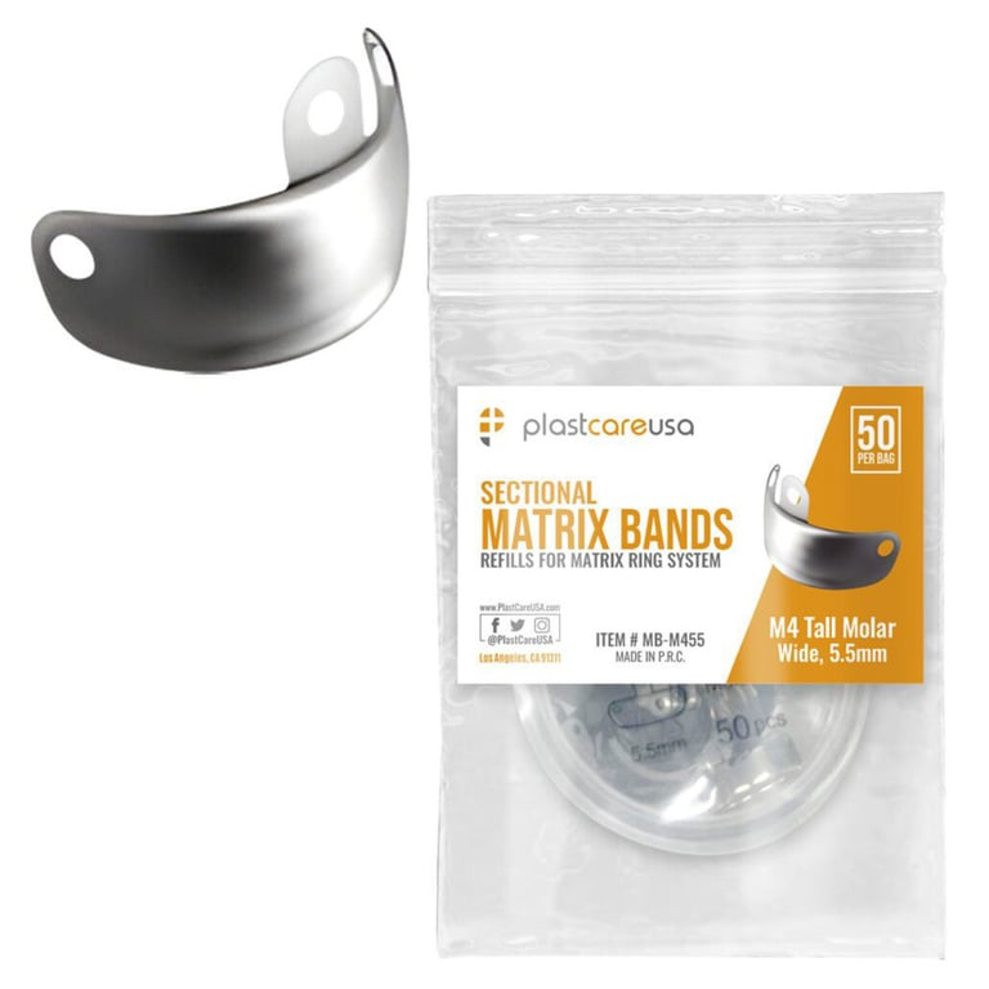 M4 Tall Molar Metal Sectional Matrix Band, Wide 5.5mm, Soft, 50/Pk, MB-M455 product image