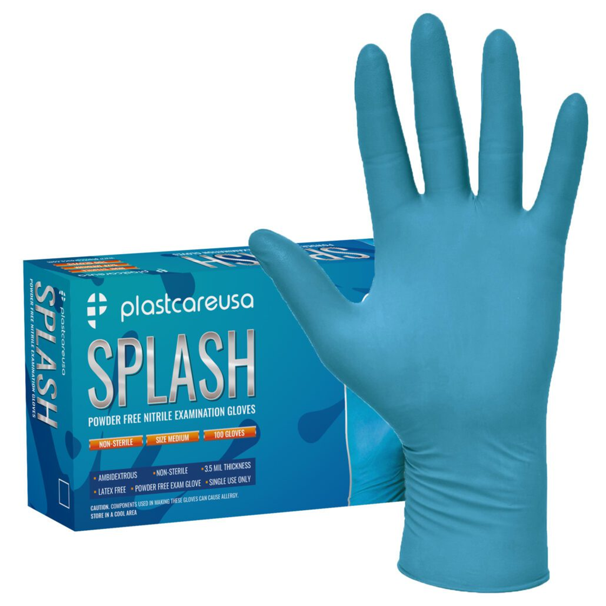 Splash Nitrile Examination Gloves â€“ Blue MEDIUM Case of 10x 100/Box, NIT6032-M-CS product image