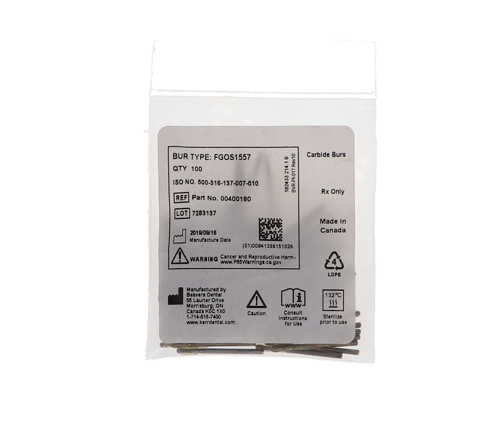 Surgical Carbide Bur, FGOS, # 1557, Straight Dome End Cross Cut Fissure, 1.0 mm, 10/Pk, SL1557-10 thumbnail 6