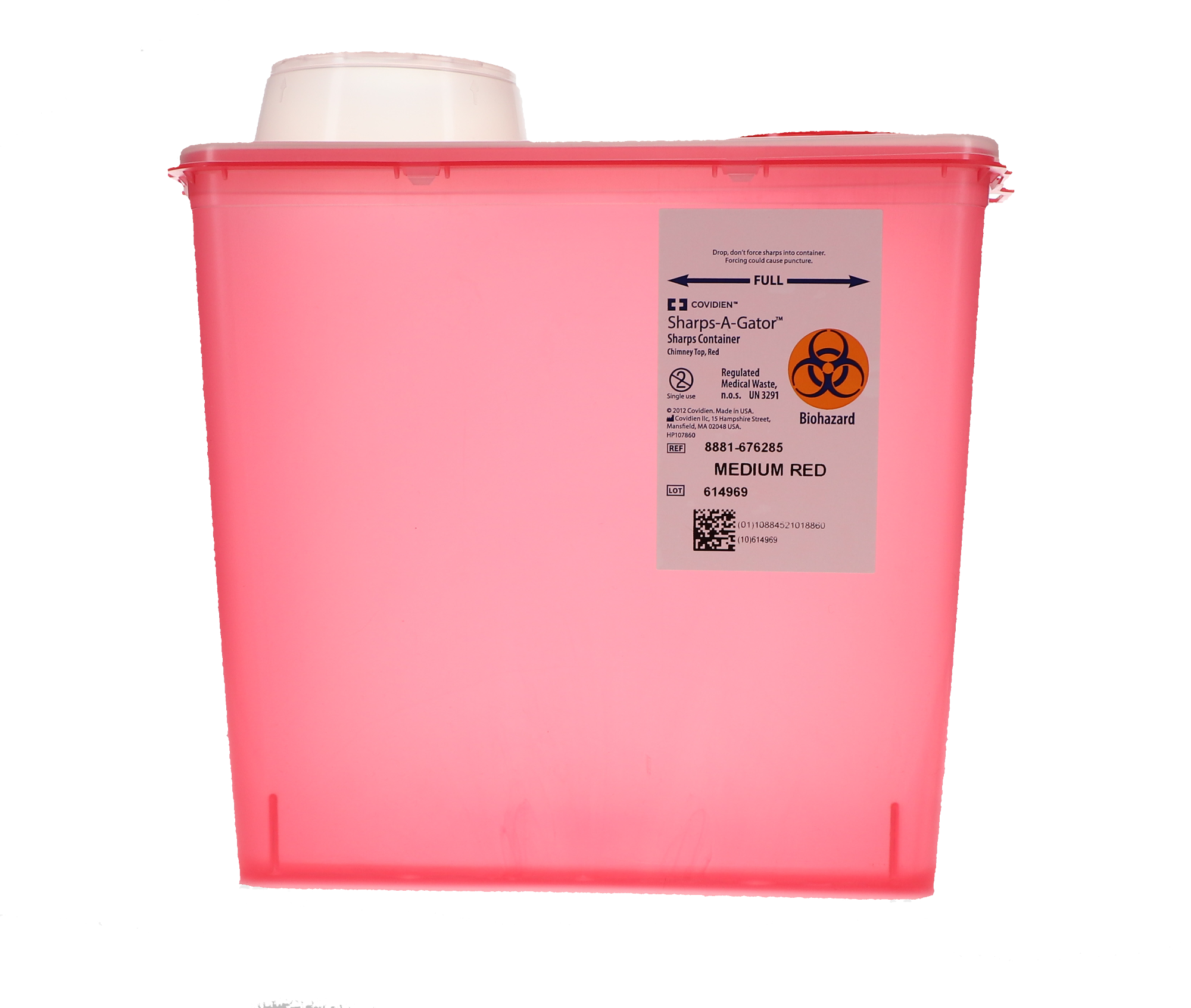 Monoject Sharps Container, with Chimney Top, 8 Qt, Medium, Red, 1/Pk, 676285 product image