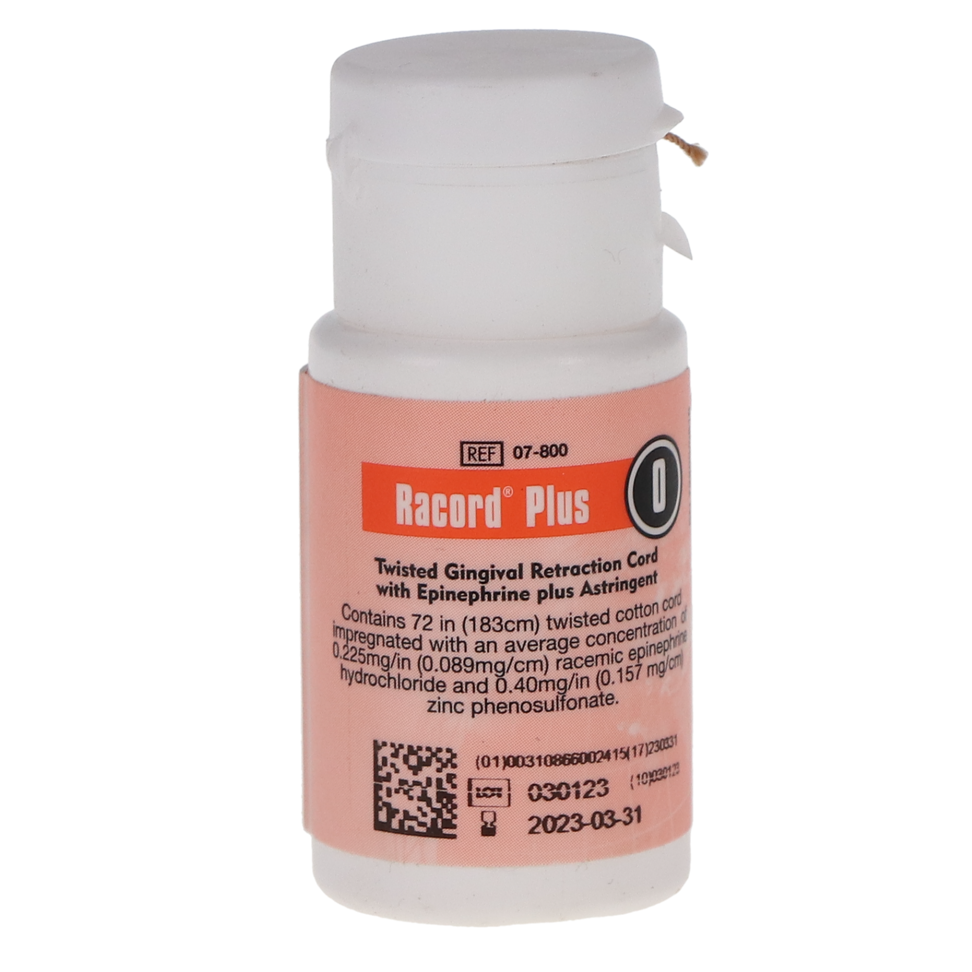 Racord II Twisted Retraction Cord, with Epinephrine & Zinc, Size 0, # 8, Thin, 1/Pk product image