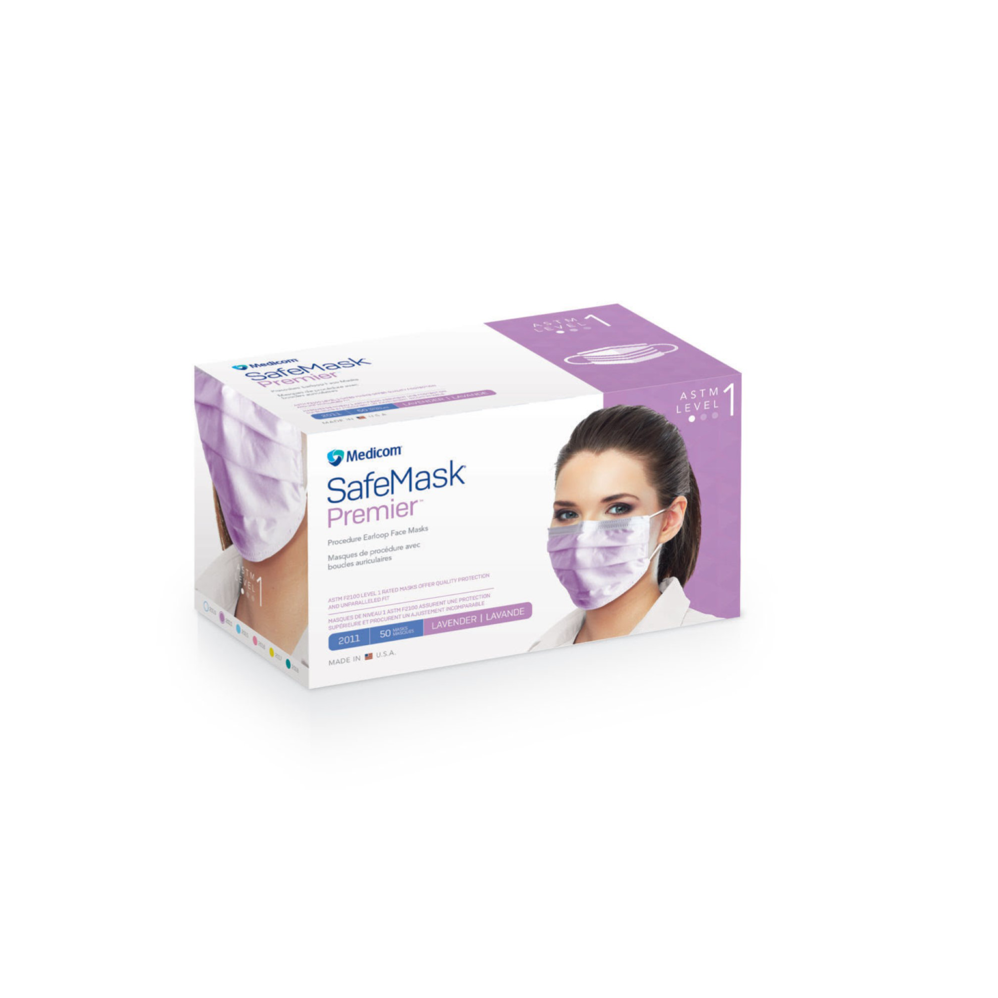 SafeMask Premier Procedure Earloop, ASTM Level 1, Lavender, 50/Box, 2011 product image