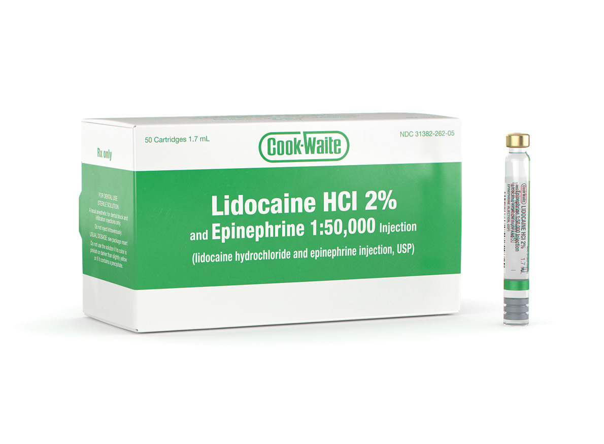 Cook-Waite, Lidocaine HCL 2%, W/Epi 1:50K, 50/Pk product image