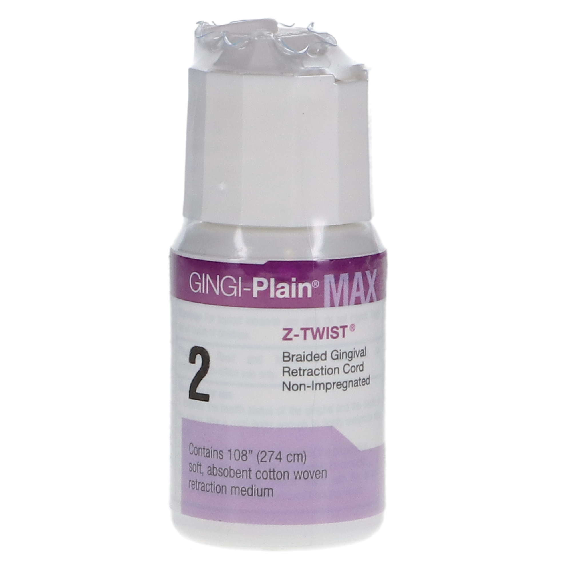 Gingi-Plain Max Z-Twist Weave Retraction Cords, Non-impregnated, # 2, Medium, 1/Pk product image